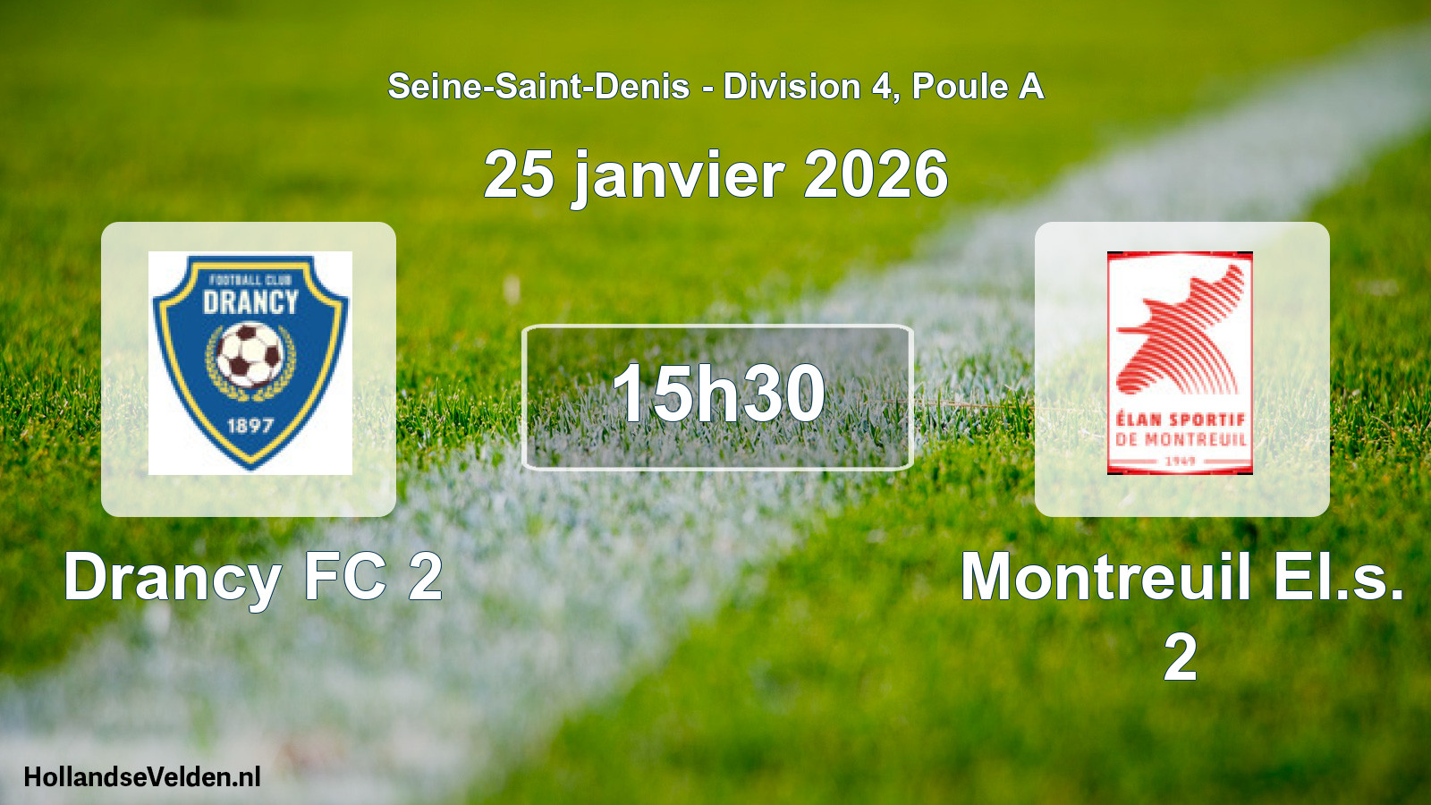 Match programmé: Drancy FC 2 - Montreuil El.s. 2 (25 janvier 2026)