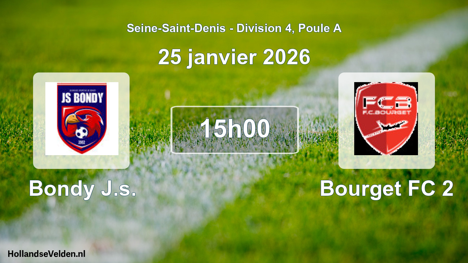Scheduled Match: Bondy J.s. - Bourget FC 2 (25 January 2026)