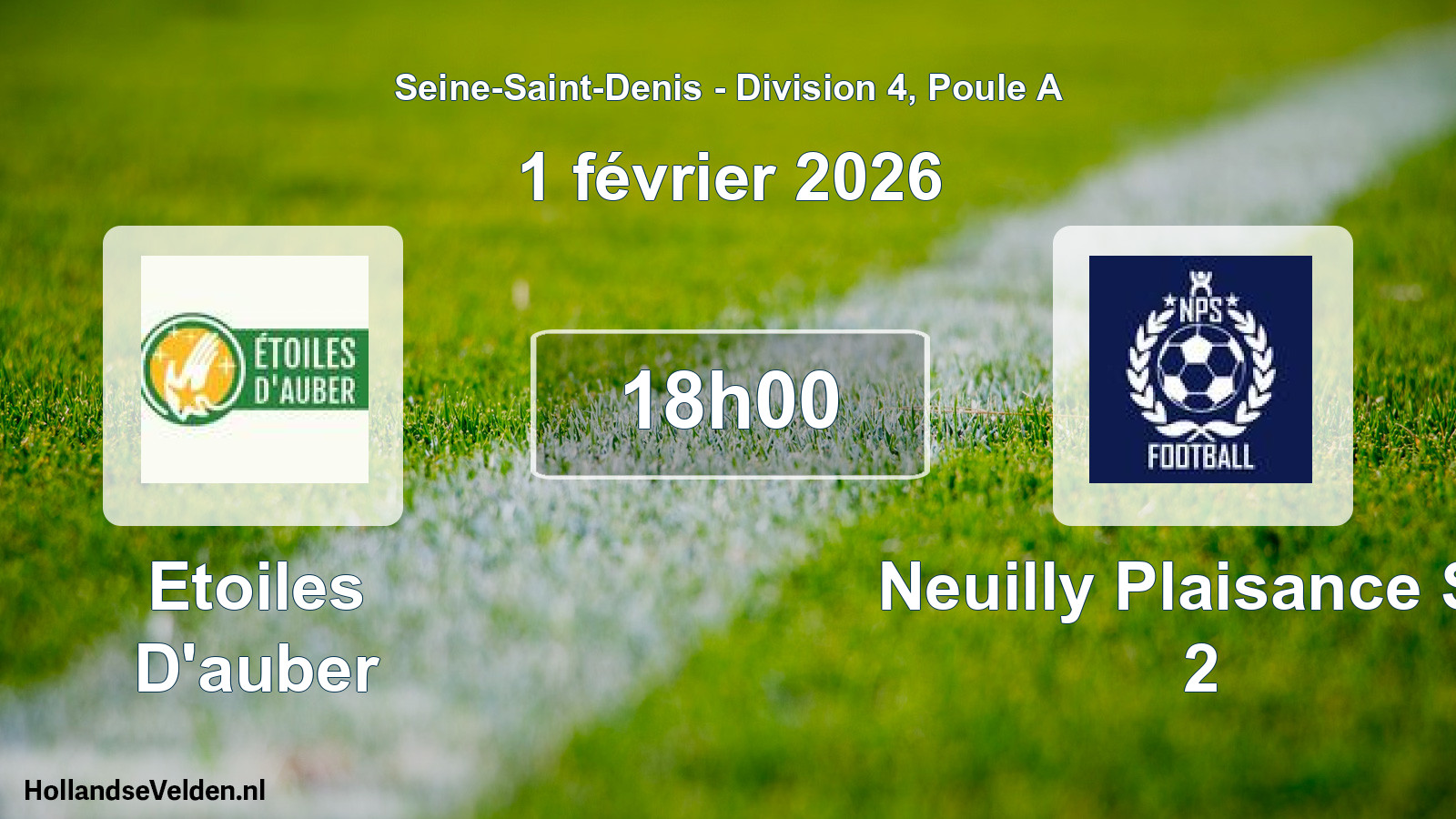 Match programmé: Etoiles D'auber - Neuilly Plaisance SP 2 (1 février 2026)