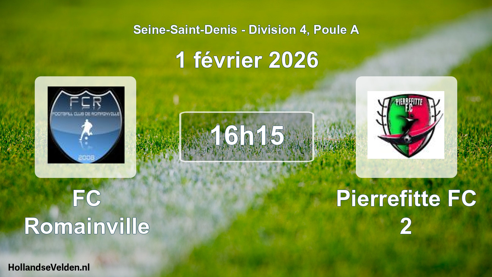 Geplande wedstrijd: FC Romainville - Pierrefitte FC 2 (1 februari 2026)
