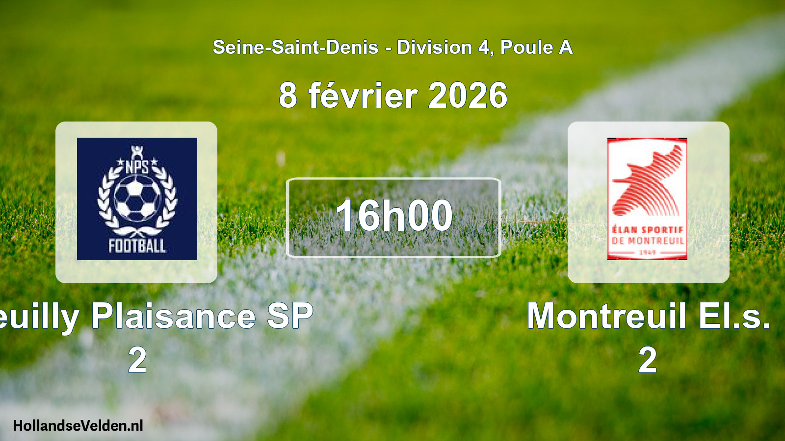 Match programmé: Neuilly Plaisance SP 2 - Montreuil El.s. 2 (8 février 2026)