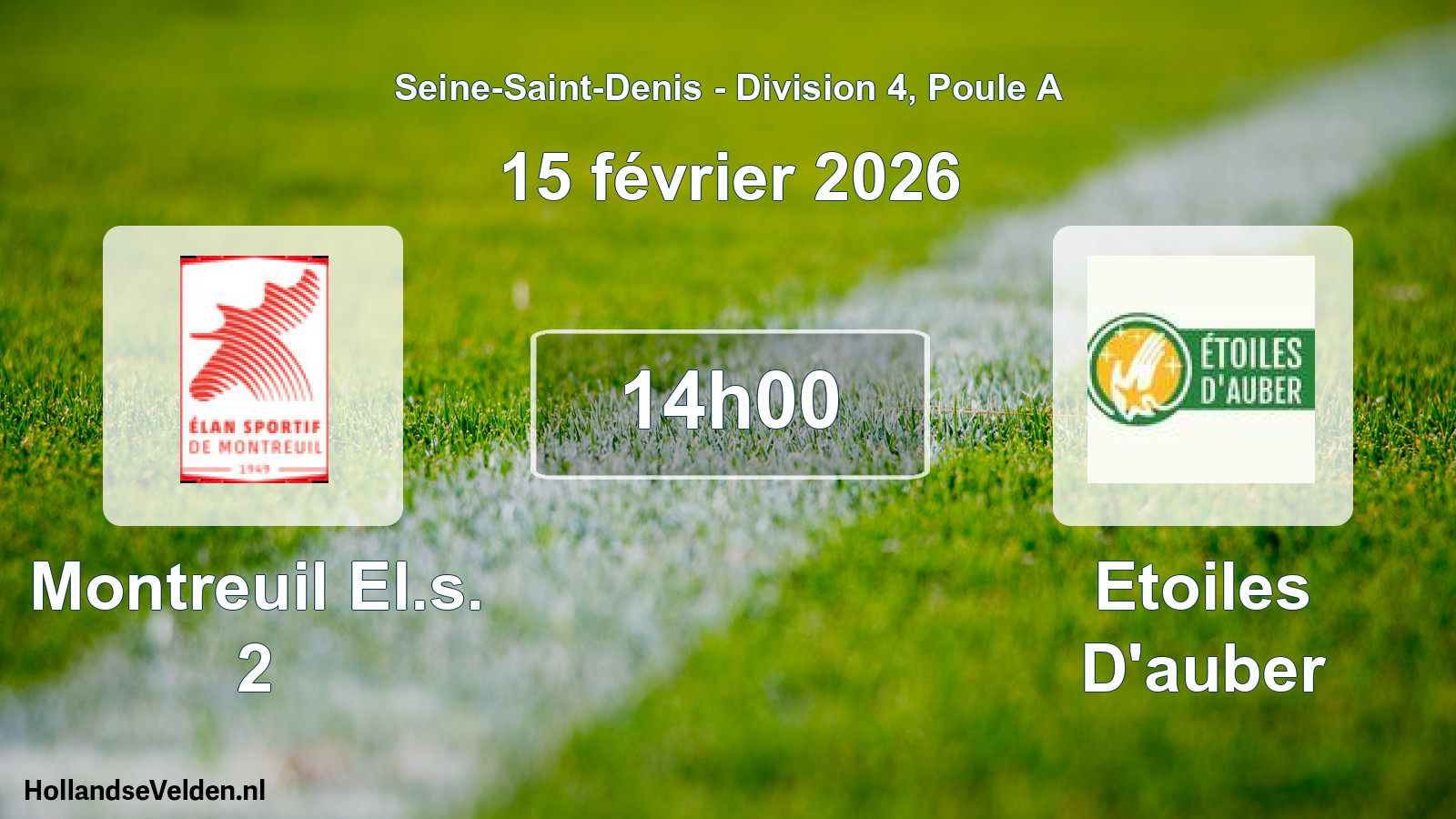 Match programmé: Montreuil El.s. 2 - Etoiles D'auber (15 février 2026)