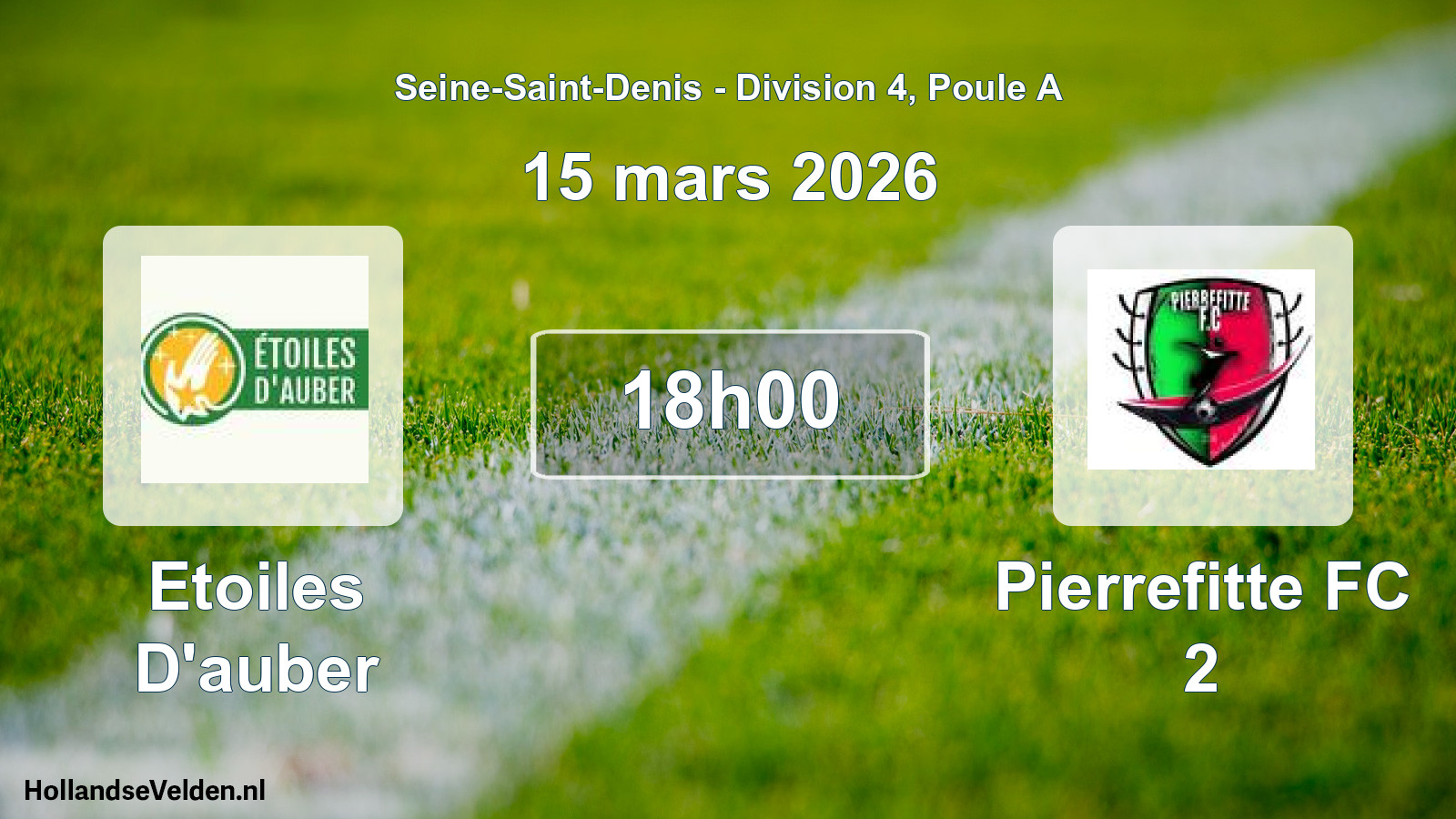 Match programmé: Etoiles D'auber - Pierrefitte FC 2 (15 mars 2026)