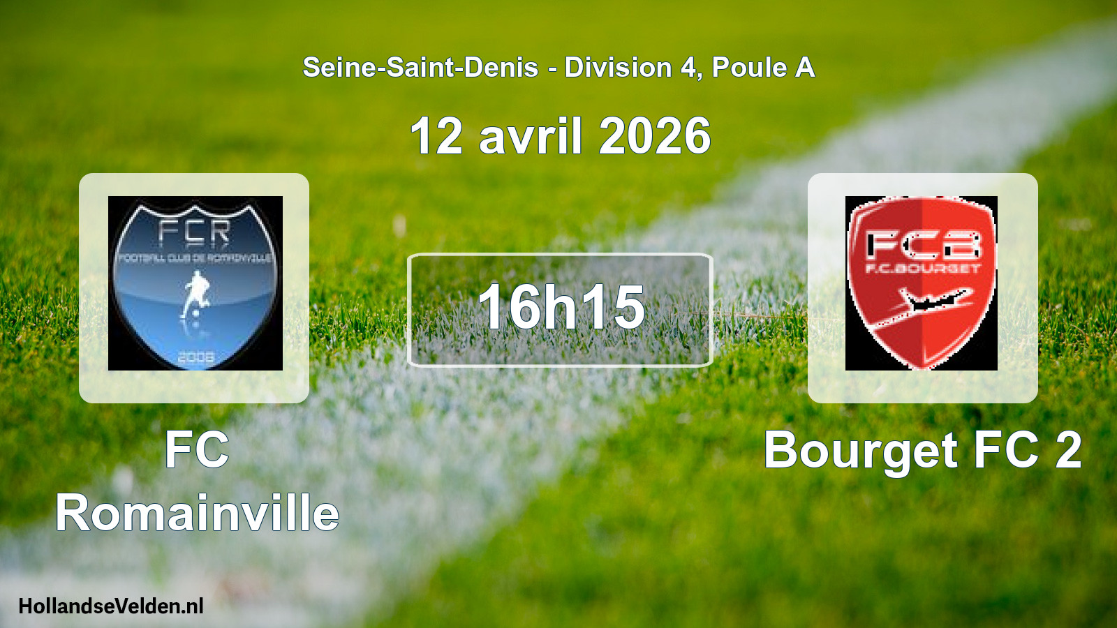 Geplande wedstrijd: FC Romainville - Bourget FC 2 (12 april 2026)