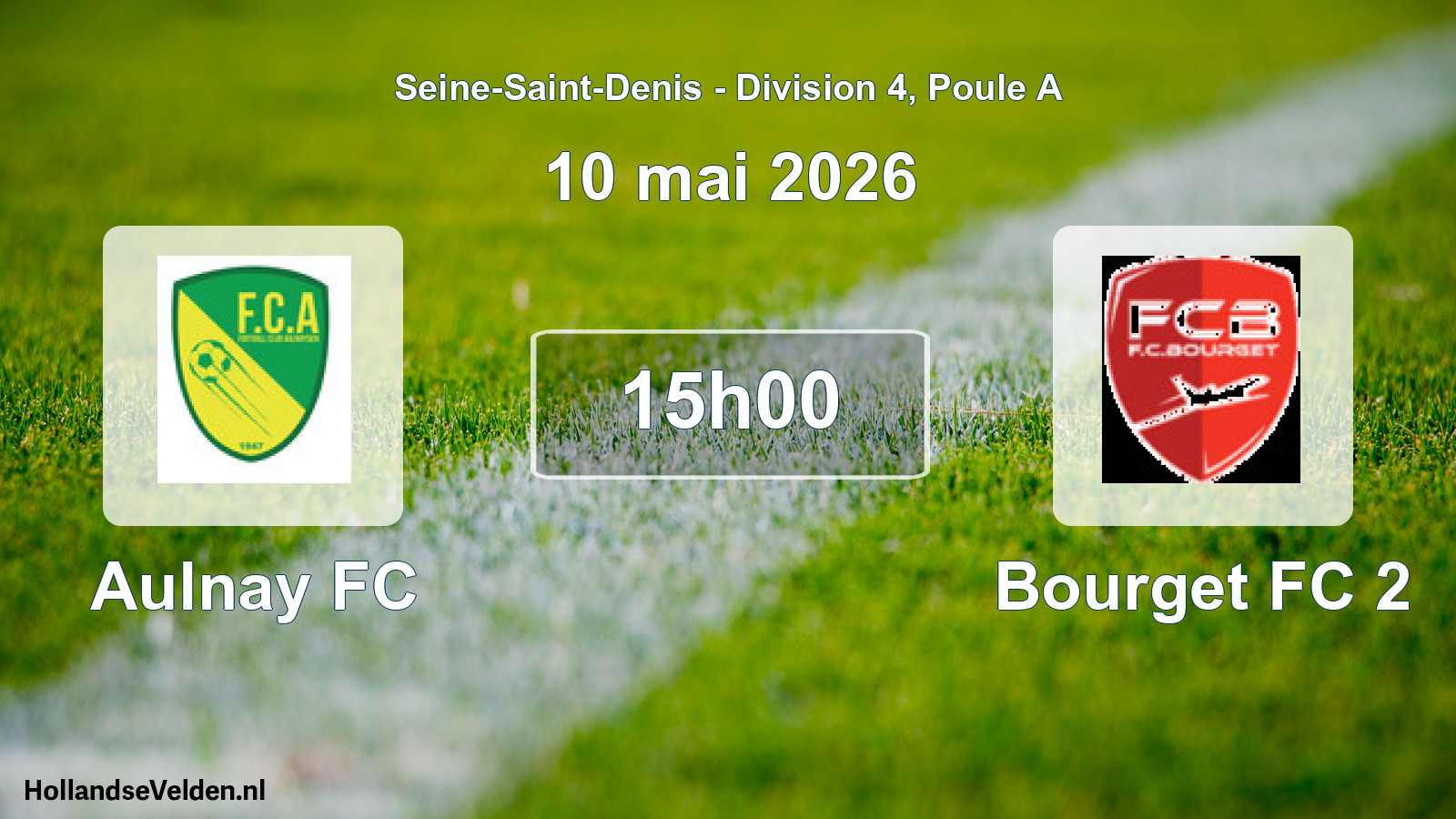 Match programmé: Aulnay FC - Bourget FC 2 (10 mai 2026)