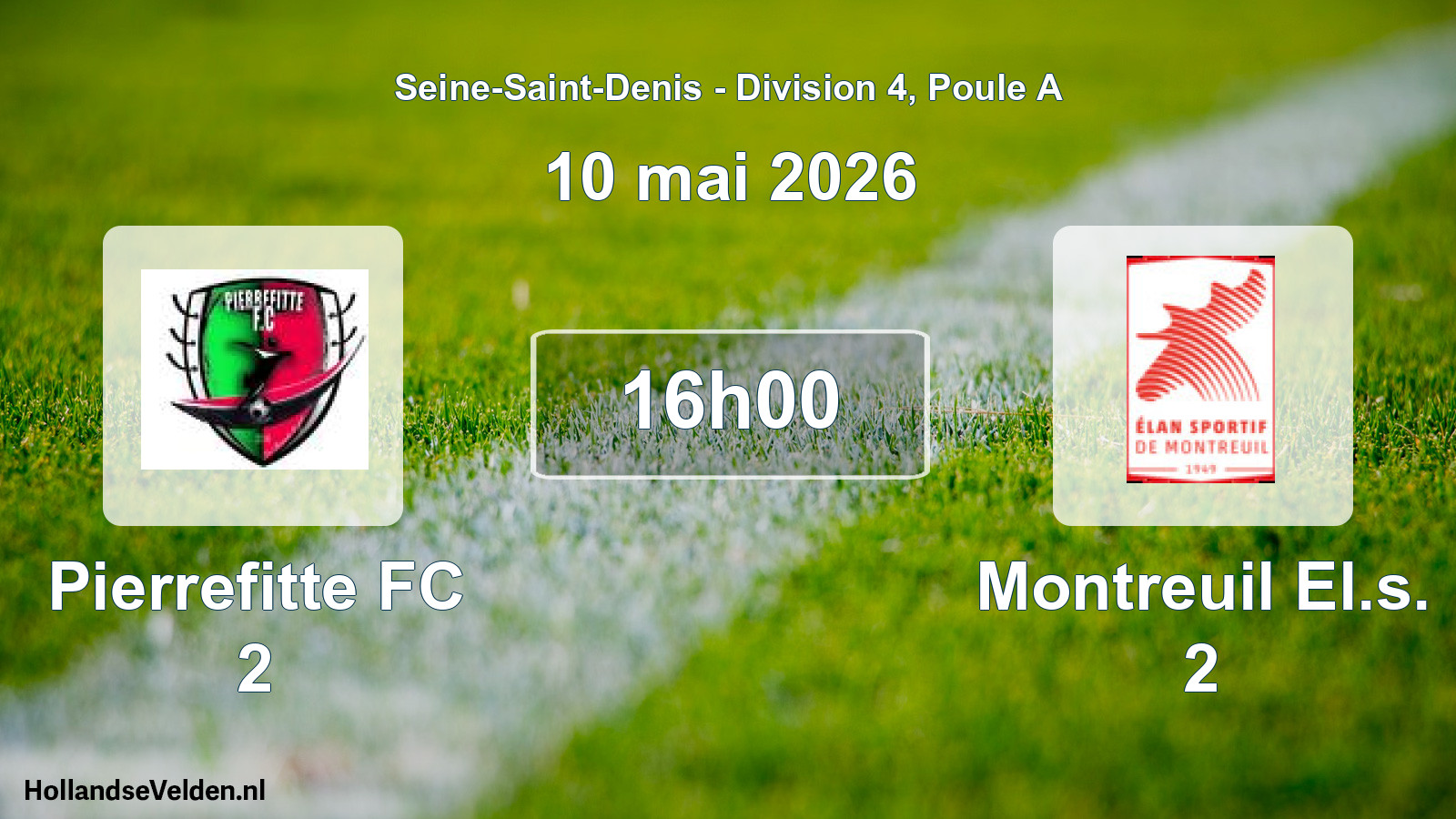 Match programmé: Pierrefitte FC 2 - Montreuil El.s. 2 (10 mai 2026)
