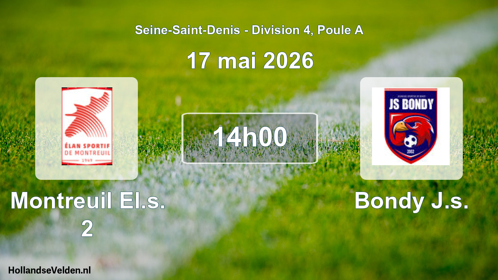 Scheduled Match: Montreuil El.s. 2 - Bondy J.s. (17 May 2026)