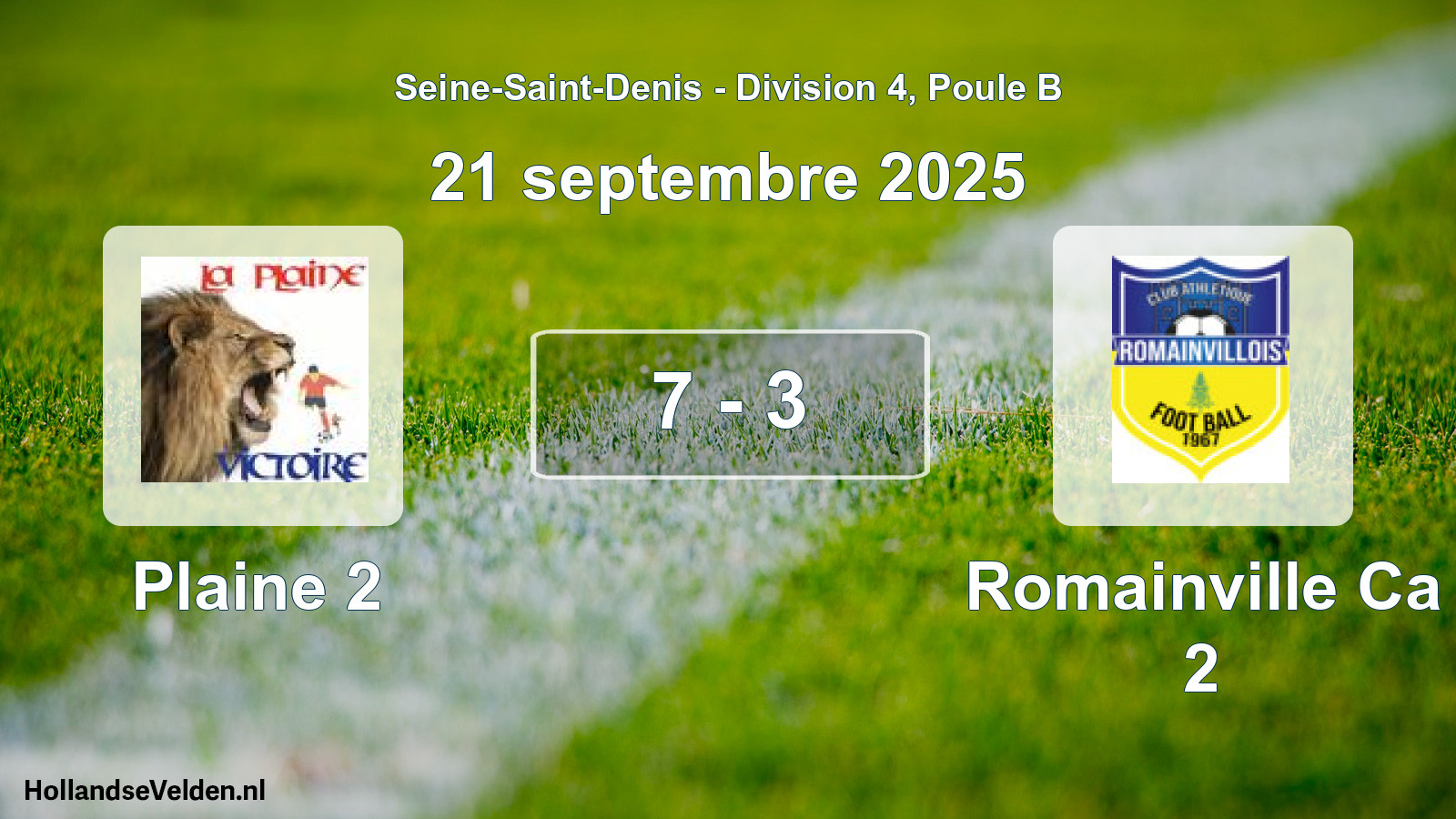 Gespeelde wedstrijd: Plaine 2 - Romainville Ca 2 7 - 3 (21 september 2025)