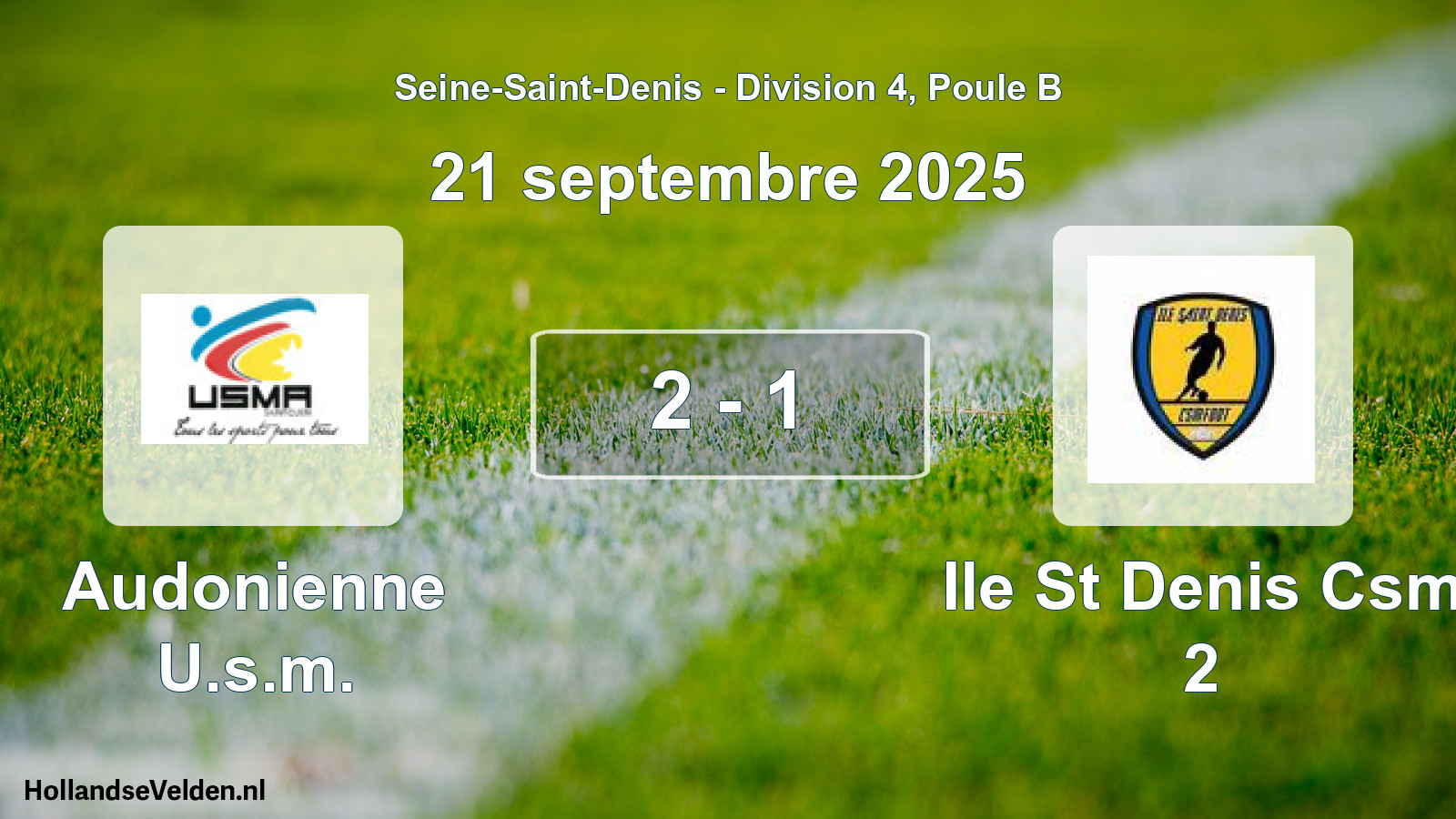 Match joué: Audonienne U.s.m. - Ile St Denis Csm 2 2 - 1 (21 septembre 2025)