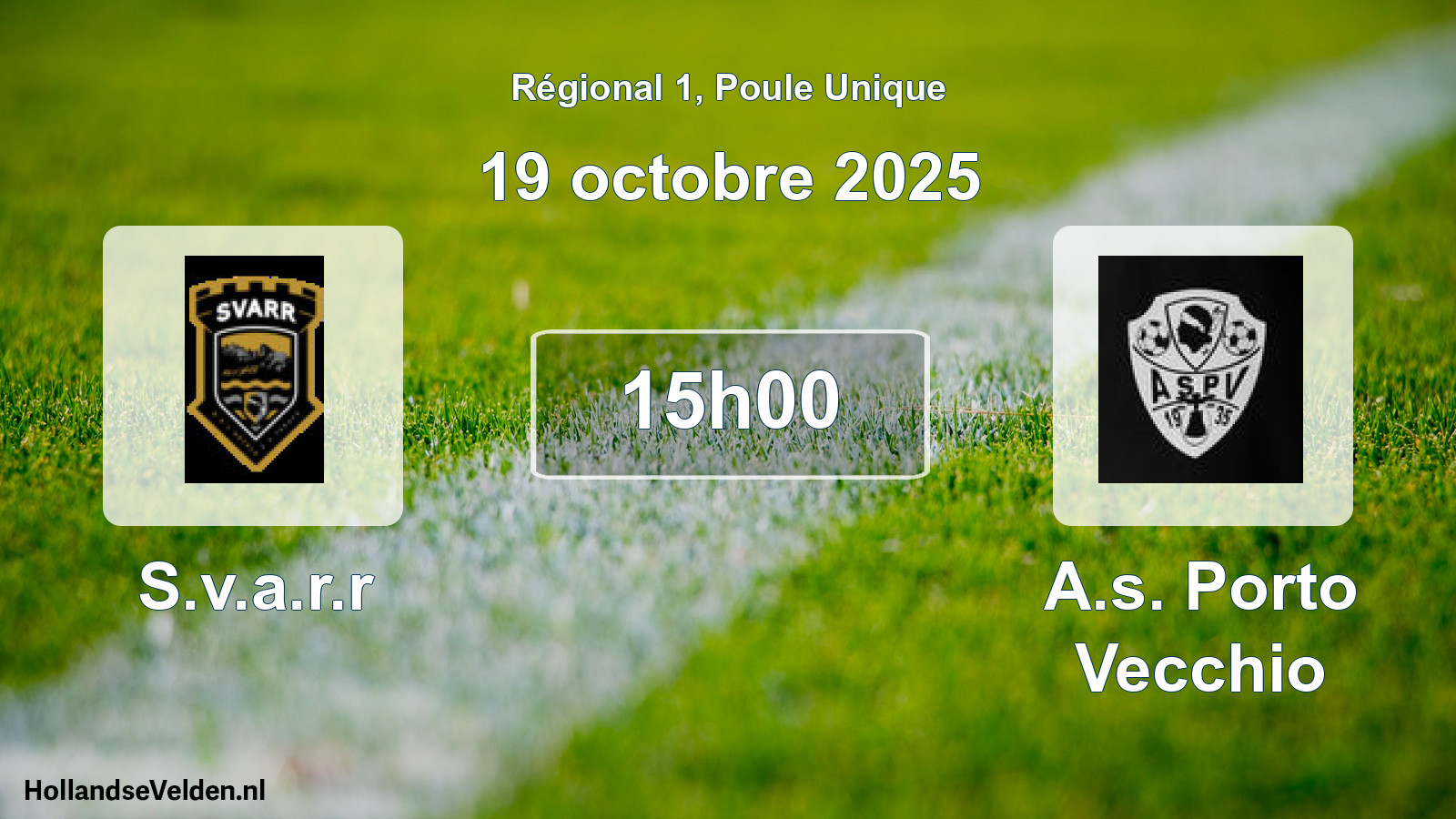Geplande wedstrijd: S.v.a.r.r - A.s. Porto Vecchio (19 oktober 2025)