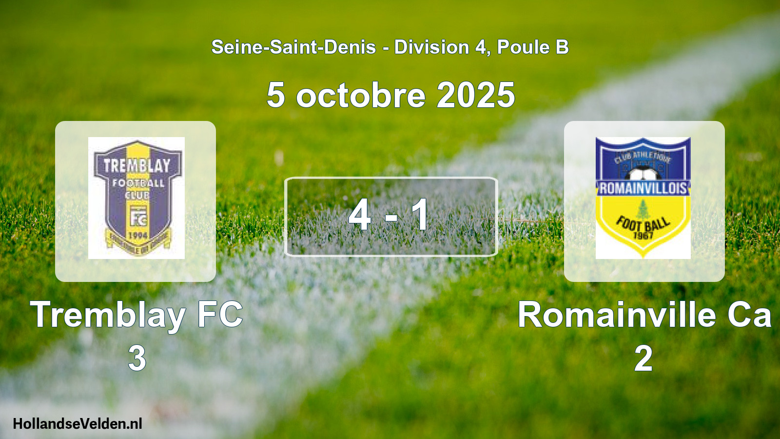 Match joué: Tremblay FC 3 - Romainville Ca 2 4 - 1 (5 octobre 2025)