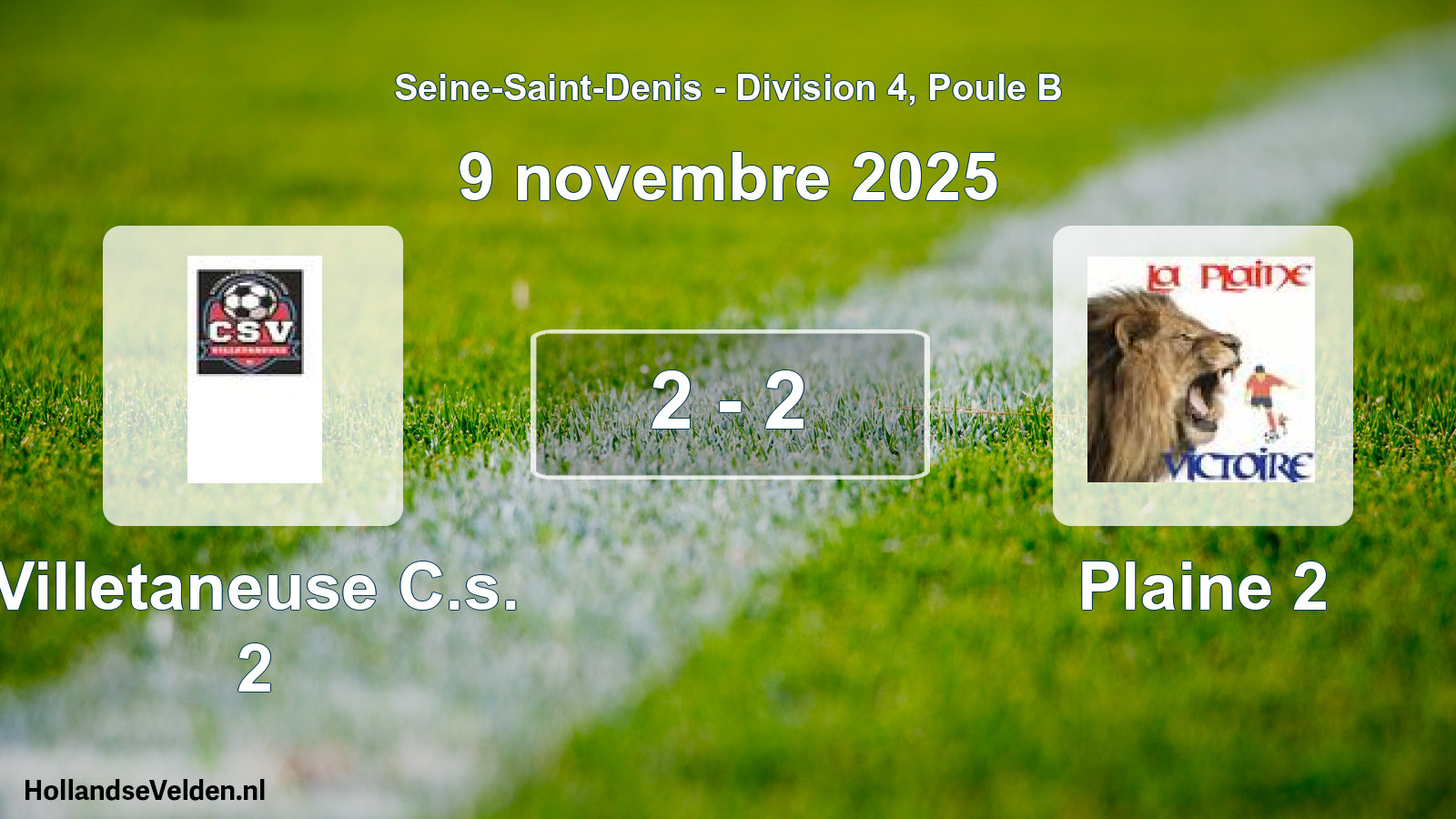 Match joué: Villetaneuse C.s. 2 - Plaine 2 2 - 2 (9 novembre 2025)
