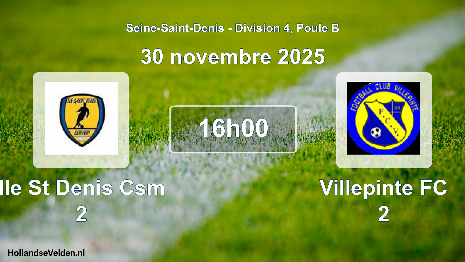 Geplande wedstrijd: Ile St Denis Csm 2 - Villepinte FC 2 (30 november 2025)