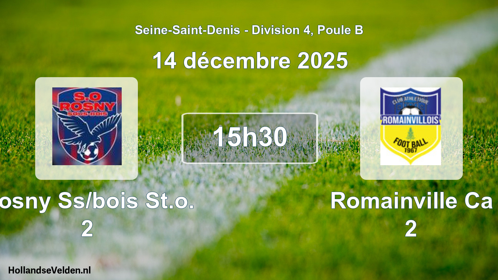 Geplande wedstrijd: Rosny Ss/bois St.o. 2 - Romainville Ca 2 (14 december 2025)