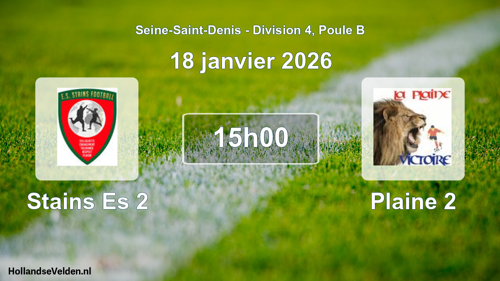 Match programmé: Stains Es 2 - Plaine 2 (18 janvier 2026)