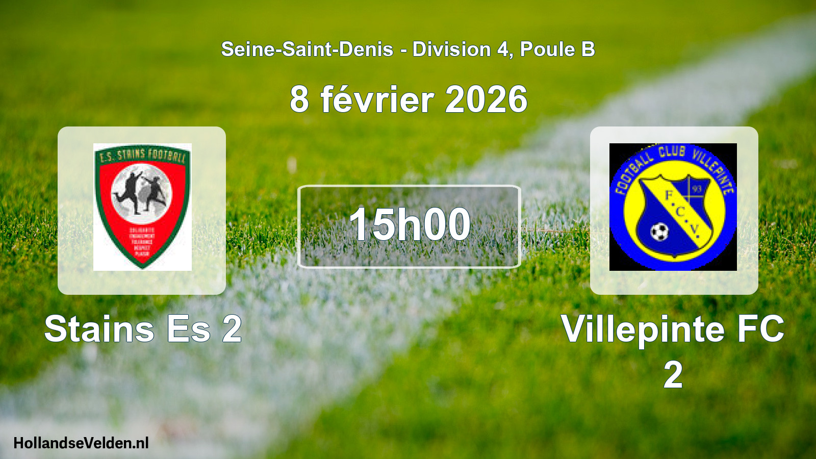 Match programmé: Stains Es 2 - Villepinte FC 2 (8 février 2026)