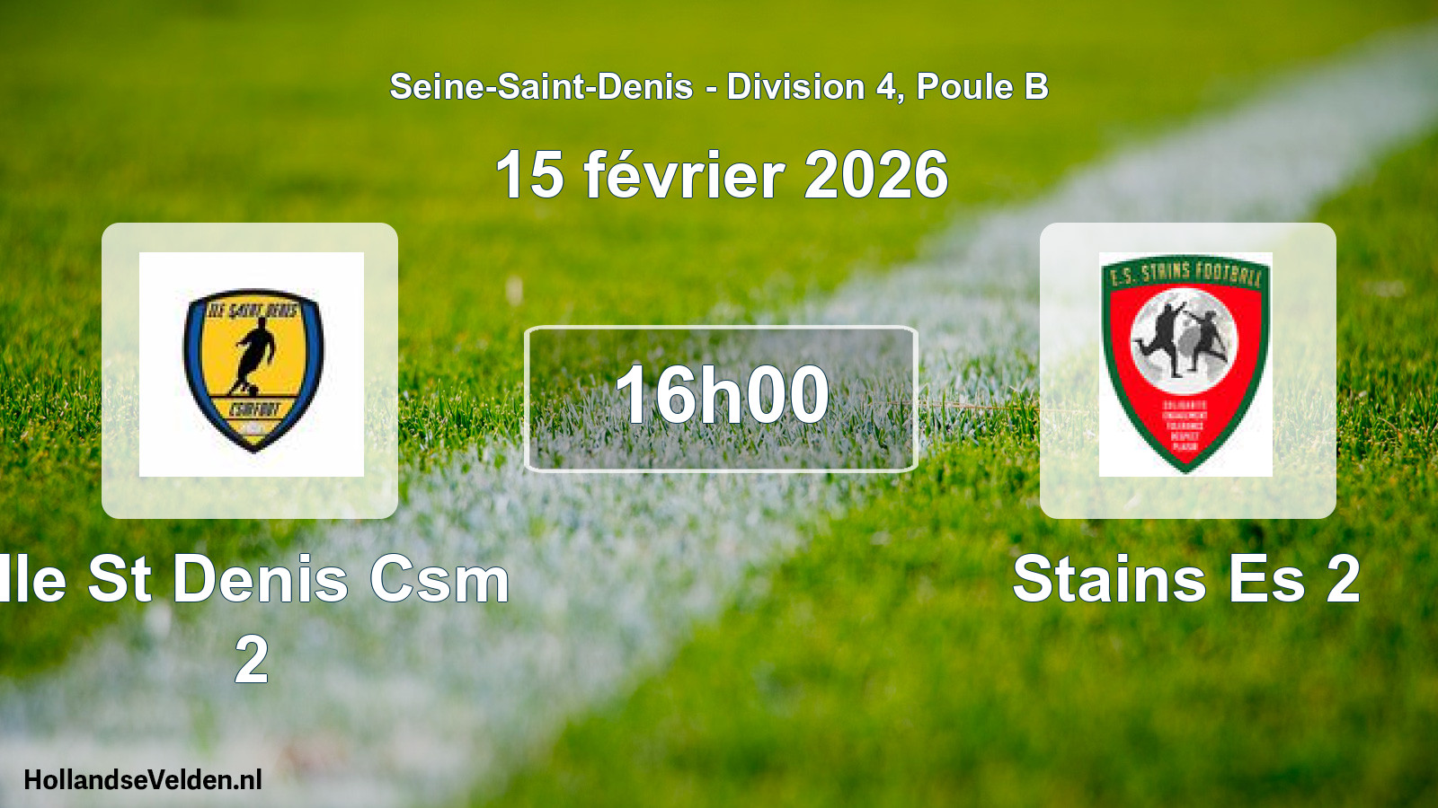 Match programmé: Ile St Denis Csm 2 - Stains Es 2 (15 février 2026)
