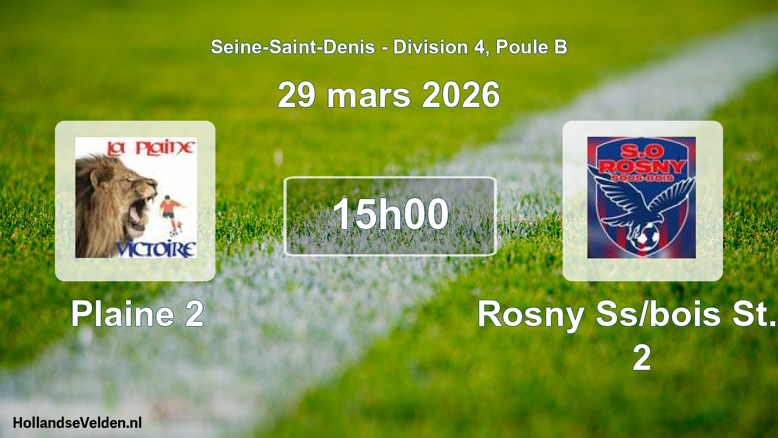 Geplande wedstrijd: Plaine 2 - Rosny Ss/bois St.o. 2 (29 maart 2026)
