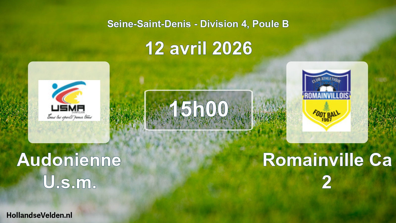 Match programmé: Audonienne U.s.m. - Romainville Ca 2 (12 avril 2026)