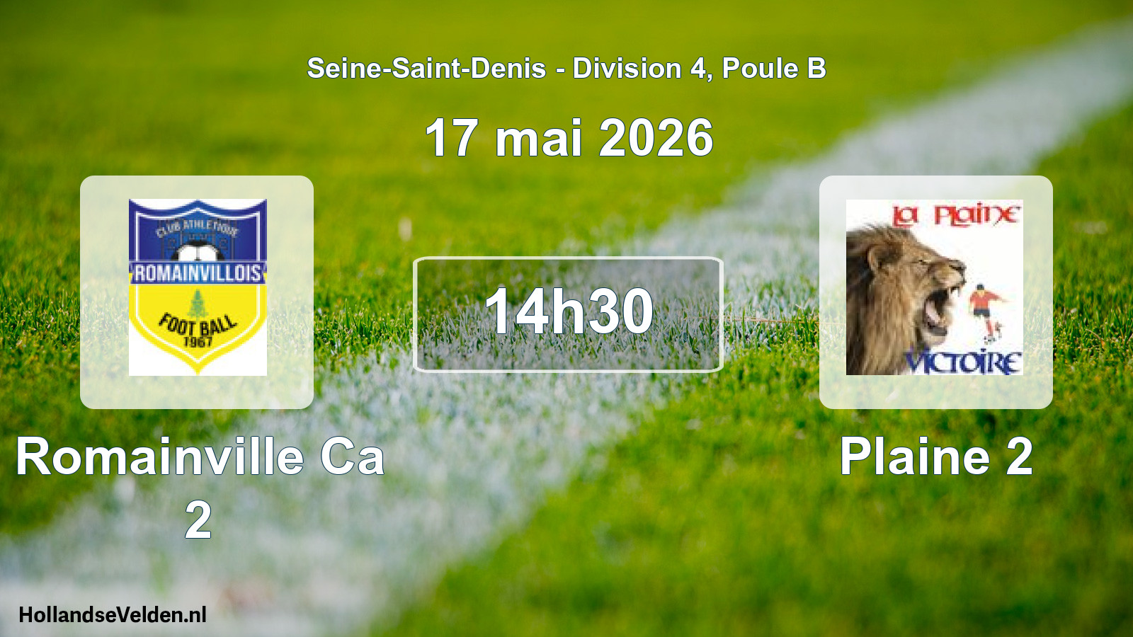 Match programmé: Romainville Ca 2 - Plaine 2 (17 mai 2026)