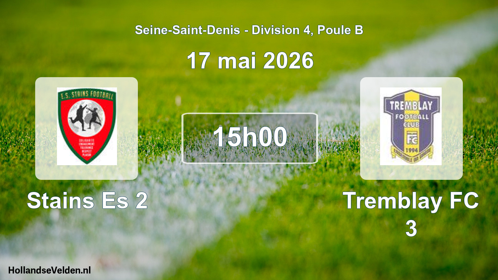 Match programmé: Stains Es 2 - Tremblay FC 3 (17 mai 2026)