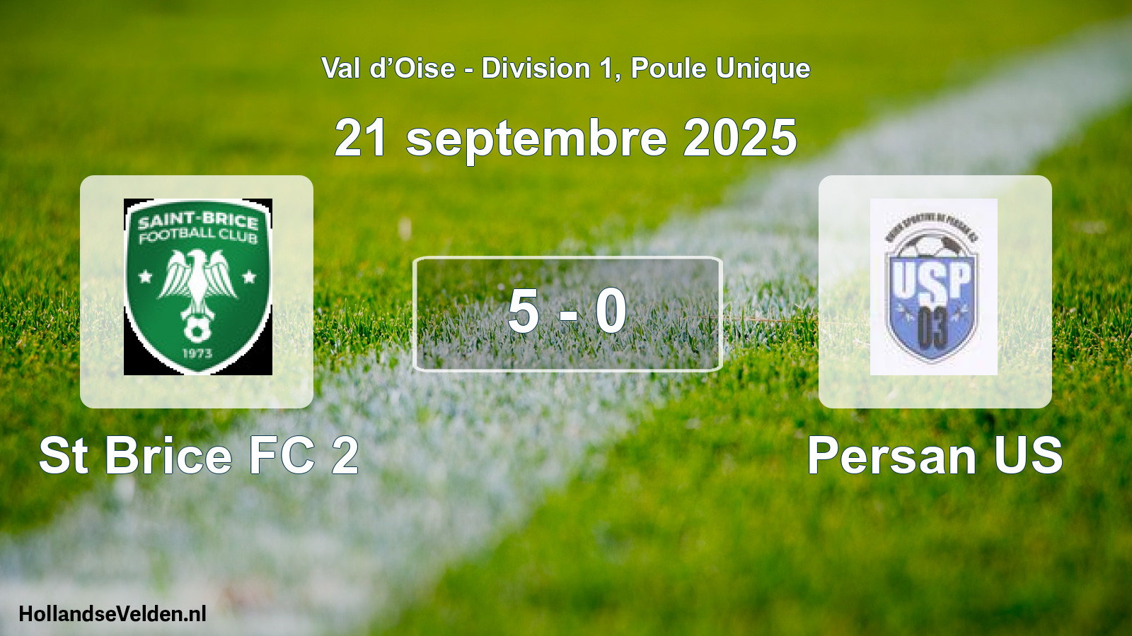 Match joué: St Brice FC 2 - Persan US 5 - 0 (21 septembre 2025)