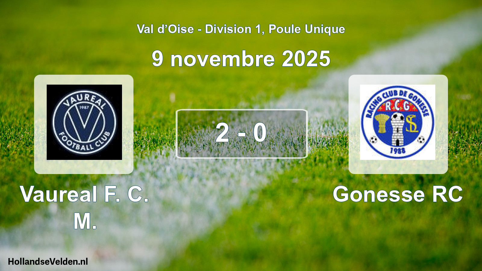 Match joué: Vaureal F. C. M. - Gonesse RC 2 - 0 (9 novembre 2025)