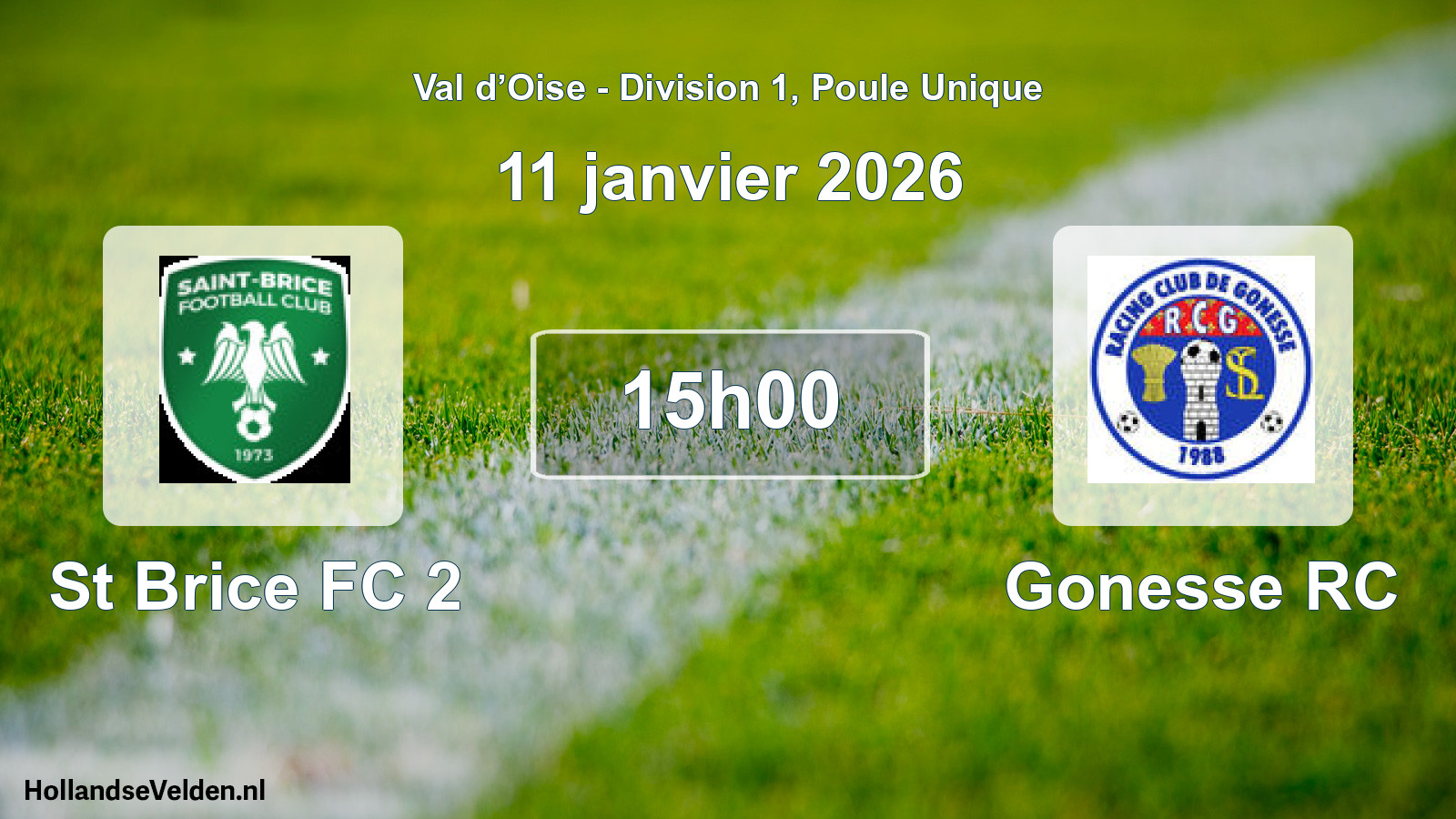 Match programmé: St Brice FC 2 - Gonesse RC (11 janvier 2026)