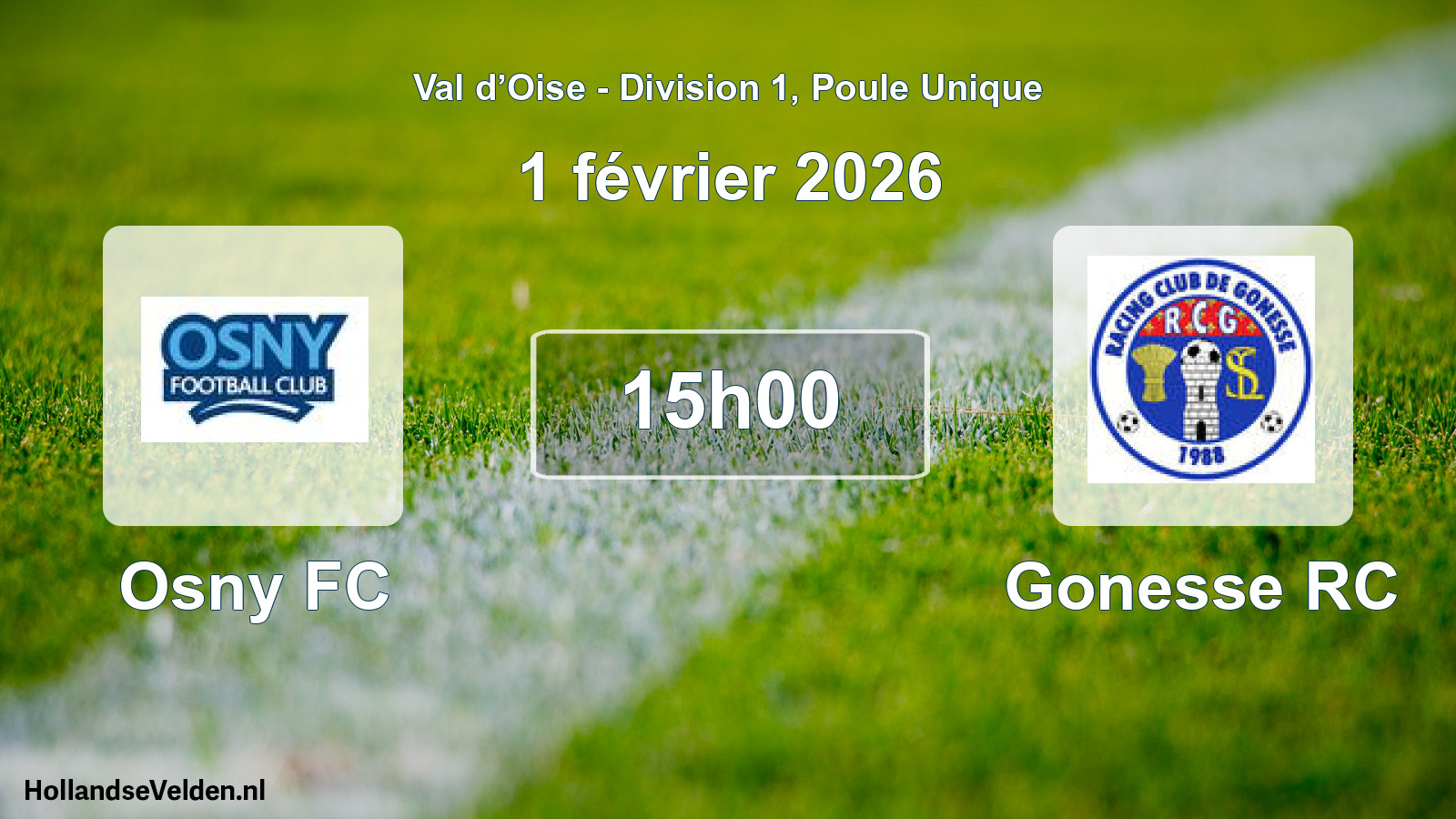 Match programmé: Osny FC - Gonesse RC (1 février 2026)