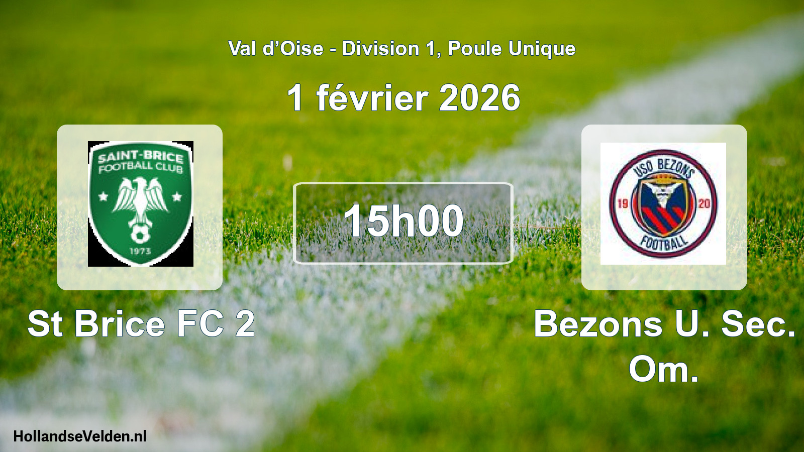 Match programmé: St Brice FC 2 - Bezons U. Sec. Om. (1 février 2026)