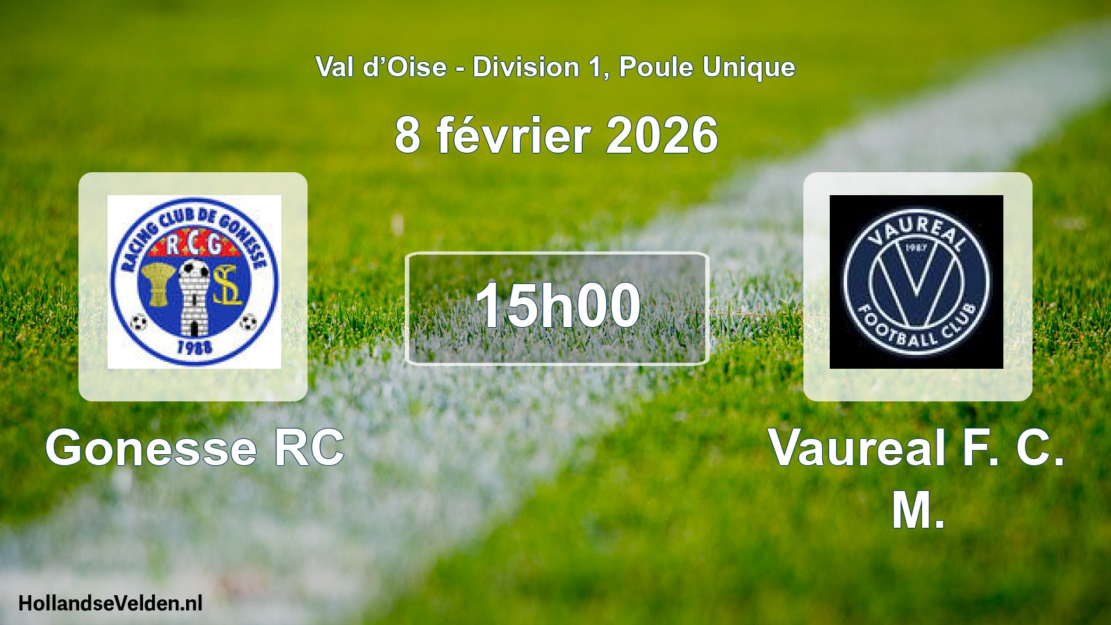 Match programmé: Gonesse RC - Vaureal F. C. M. (8 février 2026)