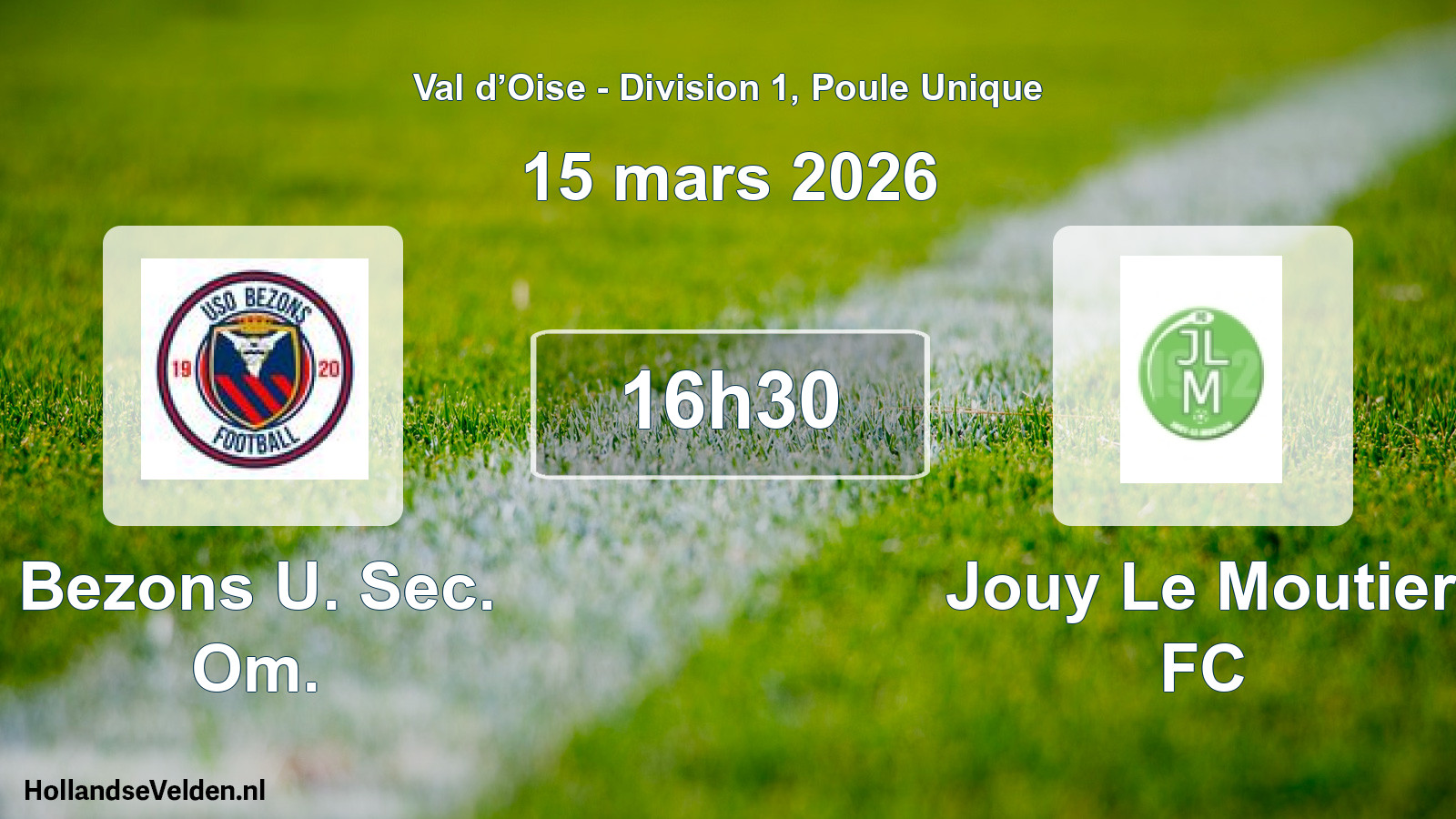 Match programmé: Bezons U. Sec. Om. - Jouy Le Moutier FC (15 mars 2026)