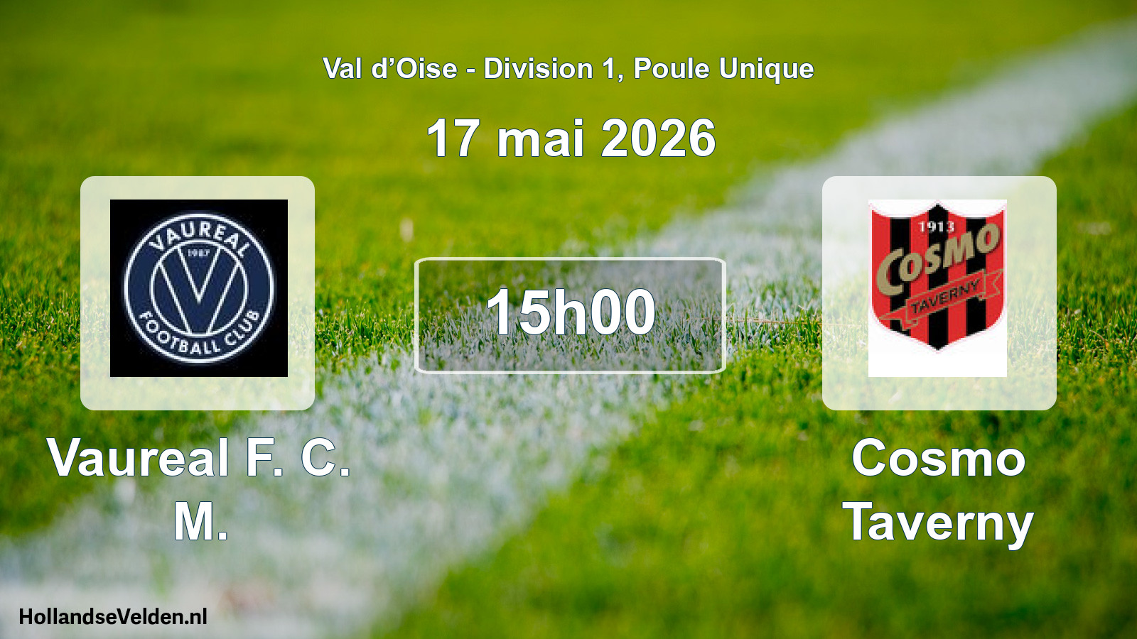 Match programmé: Vaureal F. C. M. - Cosmo Taverny (17 mai 2026)