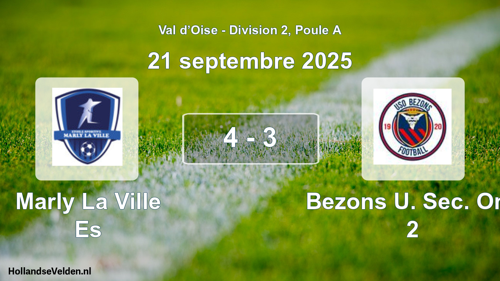 Match joué: Marly La Ville Es - Bezons U. Sec. Om. 2 4 - 3 (21 septembre 2025)