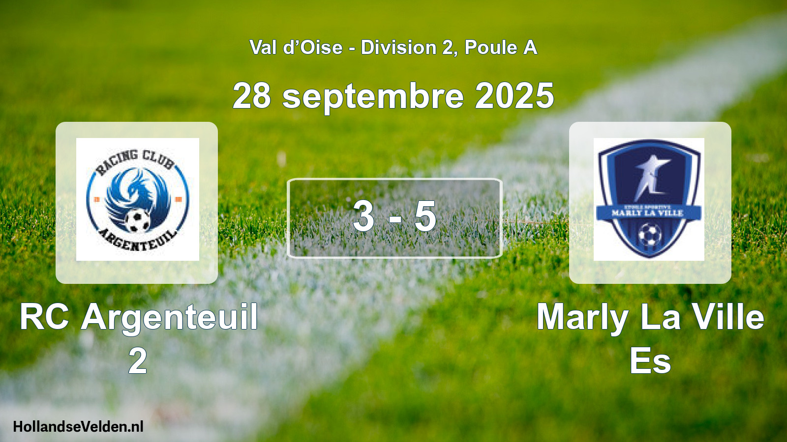 Total number of matches played: RC Argenteuil 2 - Marly La Ville Es 3 - 5 (28 September 2025)