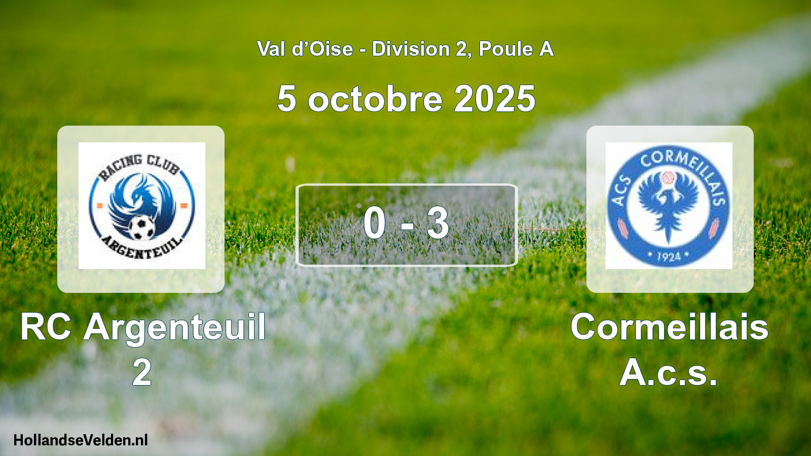 Total number of matches played: RC Argenteuil 2 - Cormeillais A.c.s. 0 - 3 (5 October 2025)