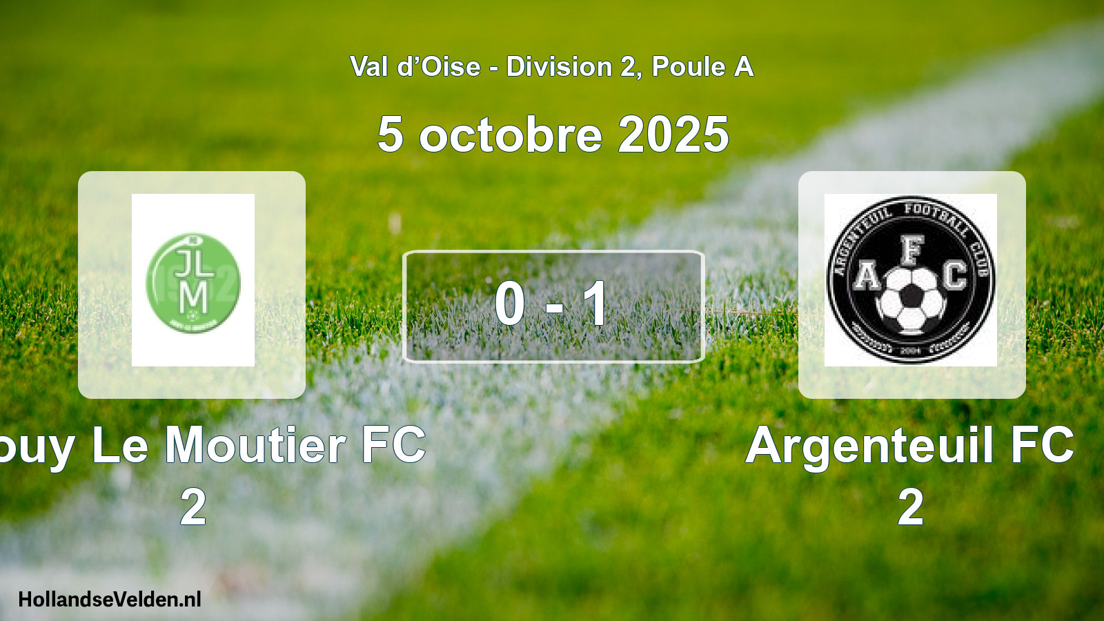 Match joué: Jouy Le Moutier FC 2 - Argenteuil FC 2 0 - 1 (5 octobre 2025)