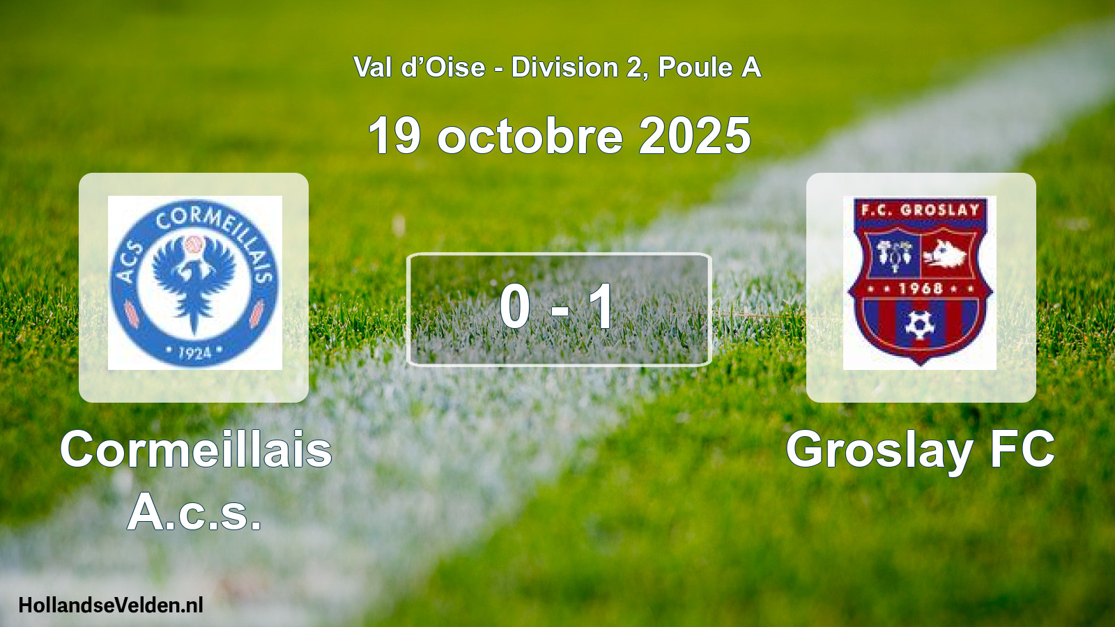 Gespeelde wedstrijd: Cormeillais A.c.s. - Groslay FC 0 - 1 (19 oktober 2025)