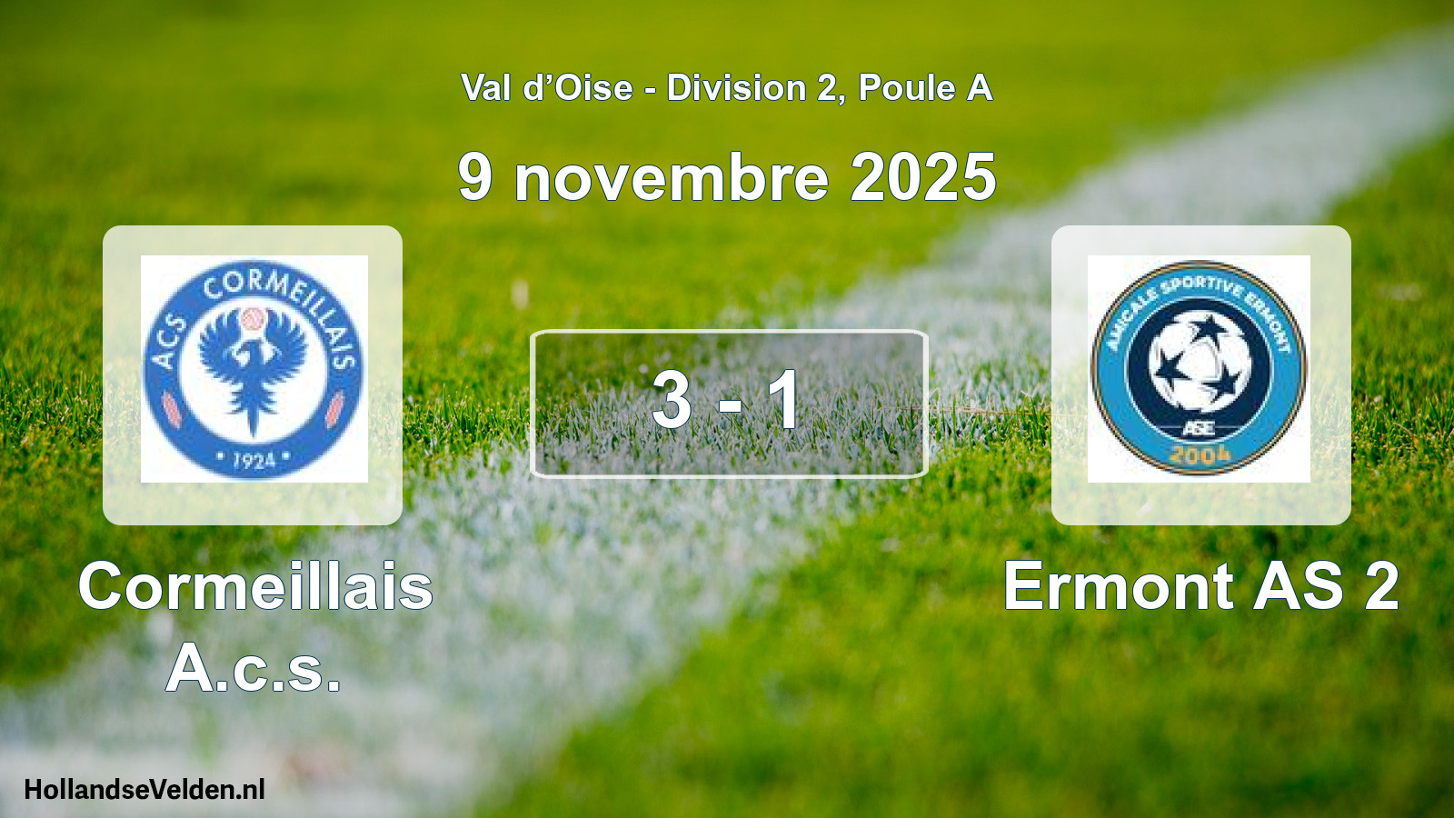 Match joué: Cormeillais A.c.s. - Ermont AS 2 3 - 1 (9 novembre 2025)