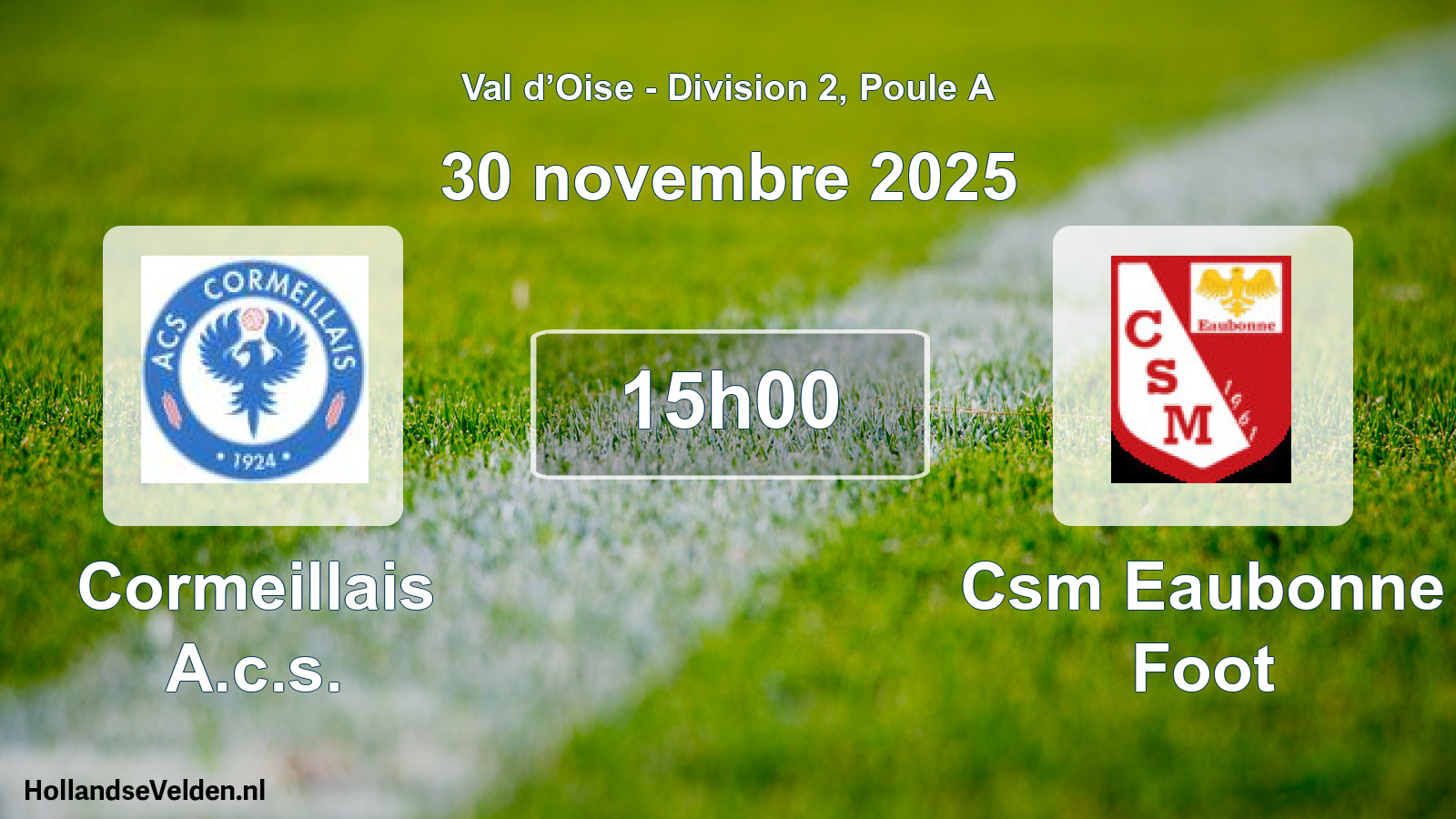 Match programmé: Cormeillais A.c.s. - Csm Eaubonne Foot (30 novembre 2025)