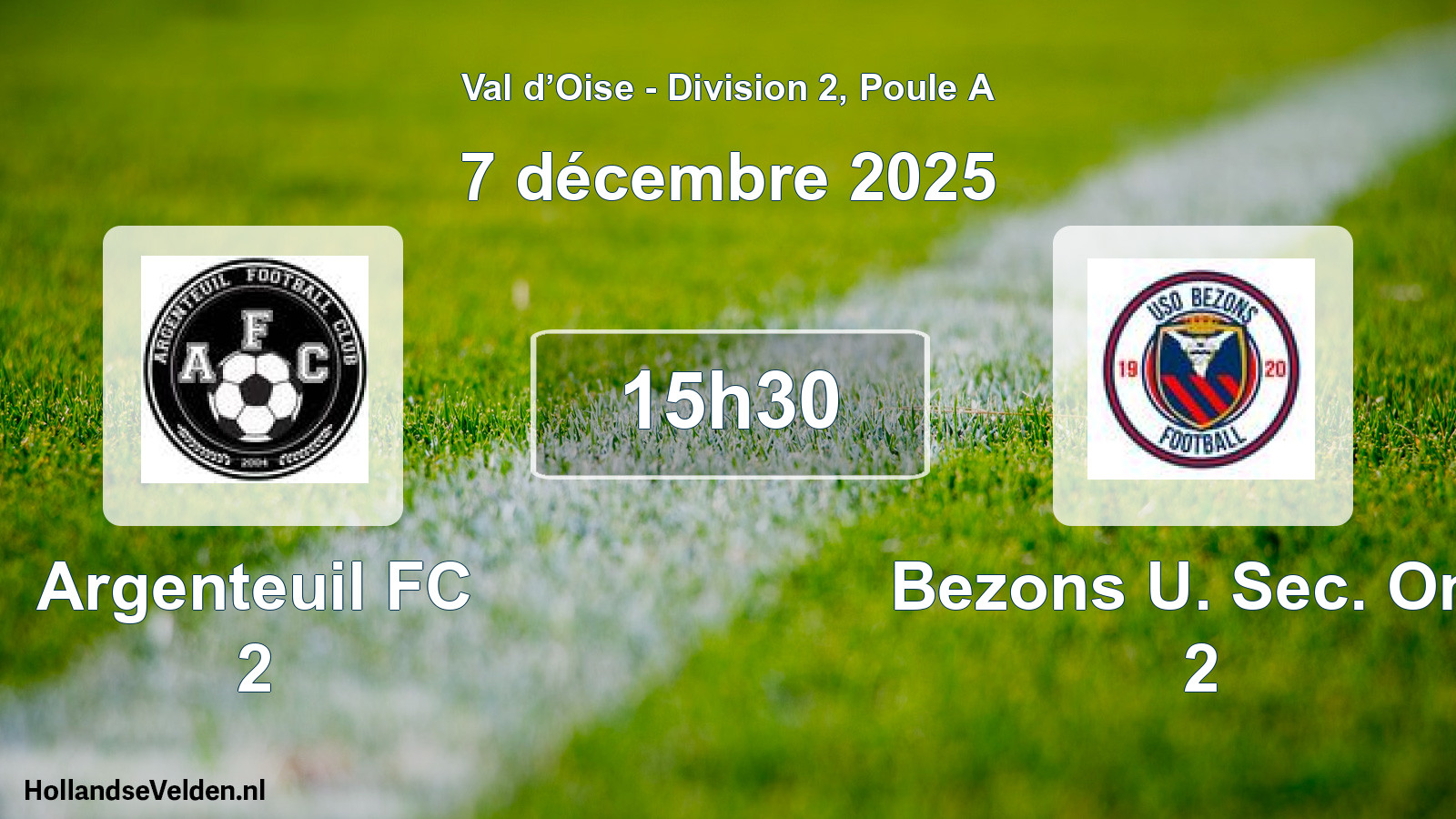Geplande wedstrijd: Argenteuil FC 2 - Bezons U. Sec. Om. 2 (7 december 2025)