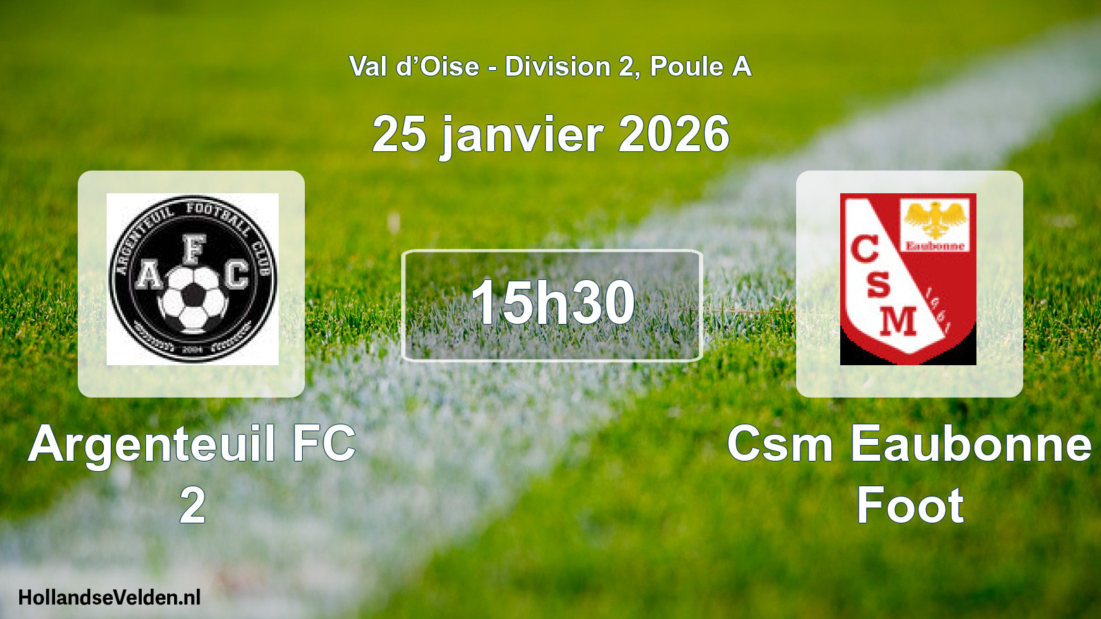 Match programmé: Argenteuil FC 2 - Csm Eaubonne Foot (25 janvier 2026)