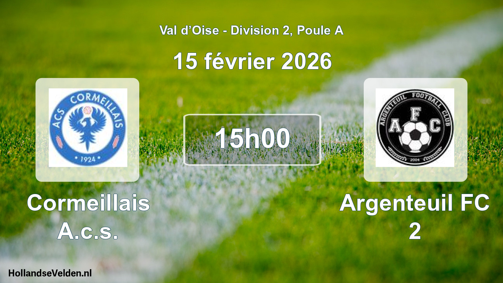 Geplande wedstrijd: Cormeillais A.c.s. - Argenteuil FC 2 (15 februari 2026)
