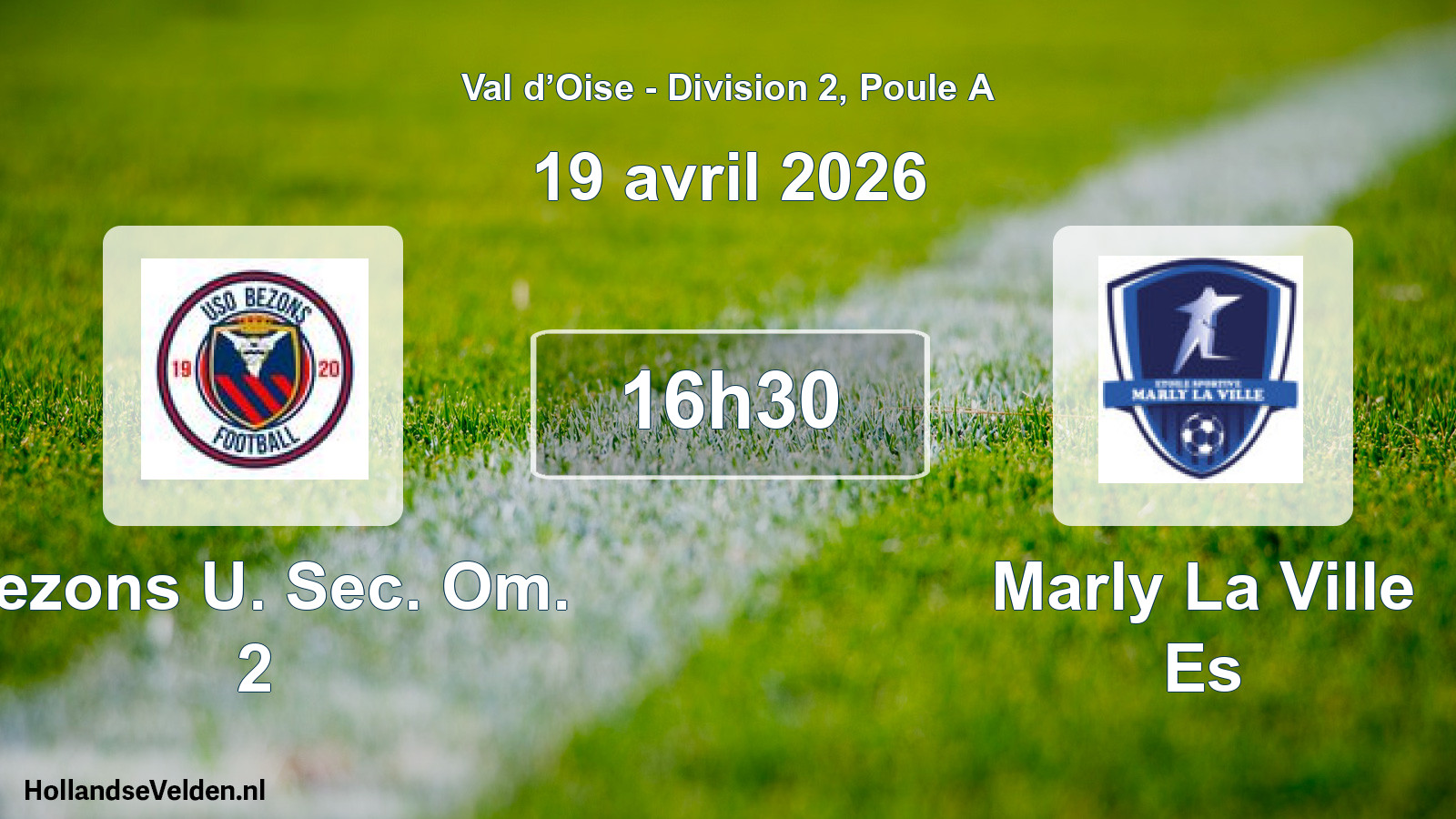 Match programmé: Bezons U. Sec. Om. 2 - Marly La Ville Es (19 avril 2026)
