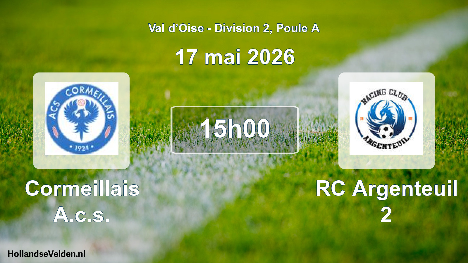 Match programmé: Cormeillais A.c.s. - RC Argenteuil 2 (17 mai 2026)