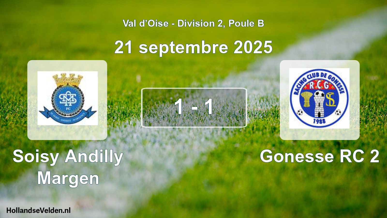 Total number of matches played: Soisy Andilly Margen - Gonesse RC 2 1 - 1 (21 September 2025)