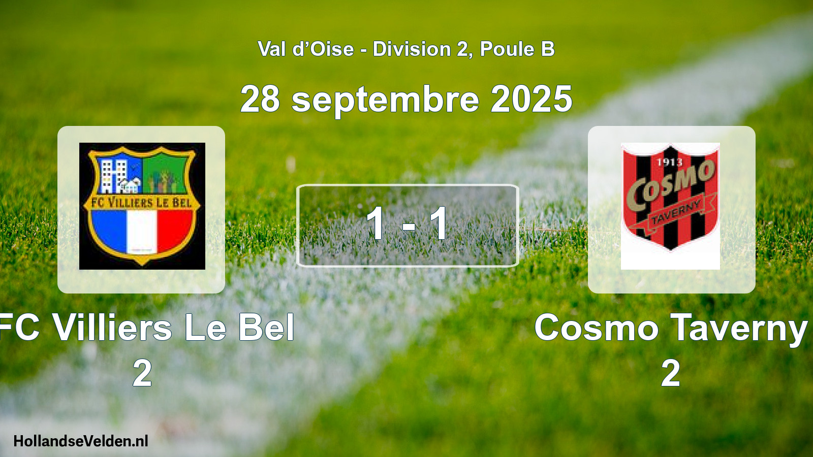 Total number of matches played: FC Villiers Le Bel 2 - Cosmo Taverny 2 1 - 1 (28 September 2025)