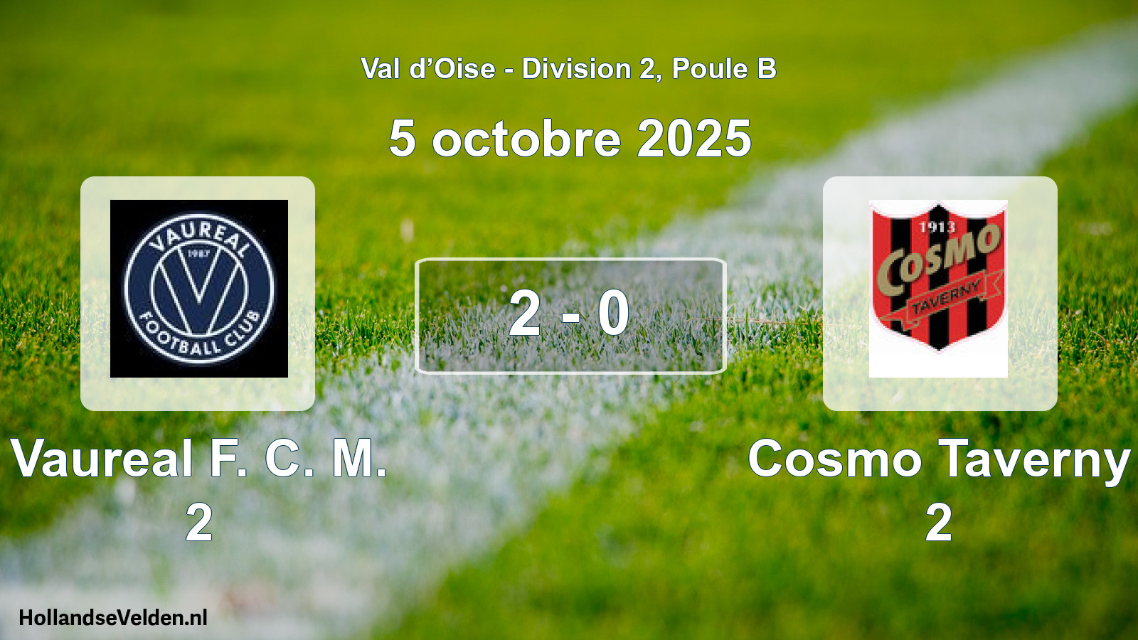 Total number of matches played: Vaureal F. C. M. 2 - Cosmo Taverny 2 2 - 0 (5 October 2025)