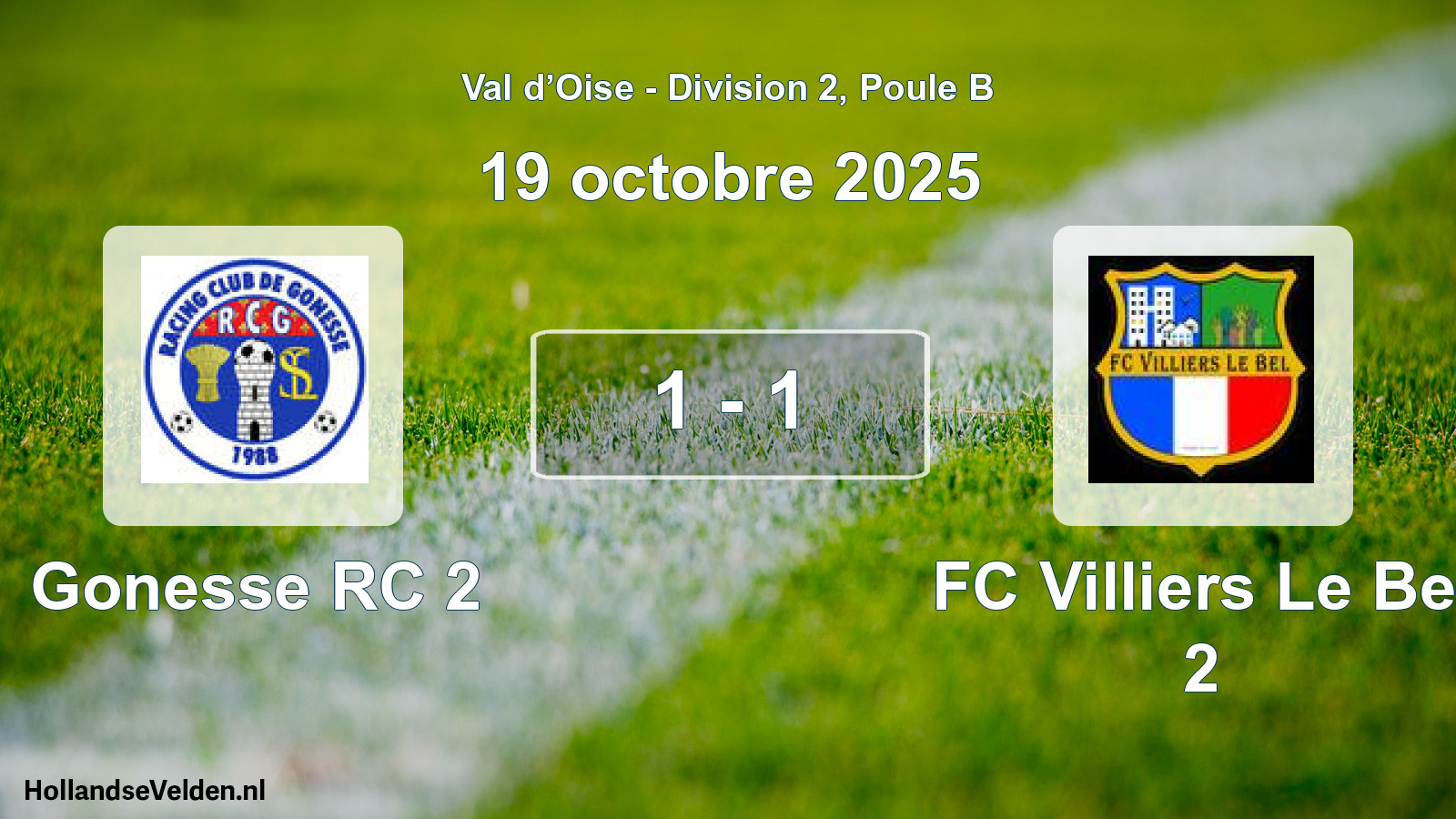 Match joué: Gonesse RC 2 - FC Villiers Le Bel 2 1 - 1 (19 octobre 2025)