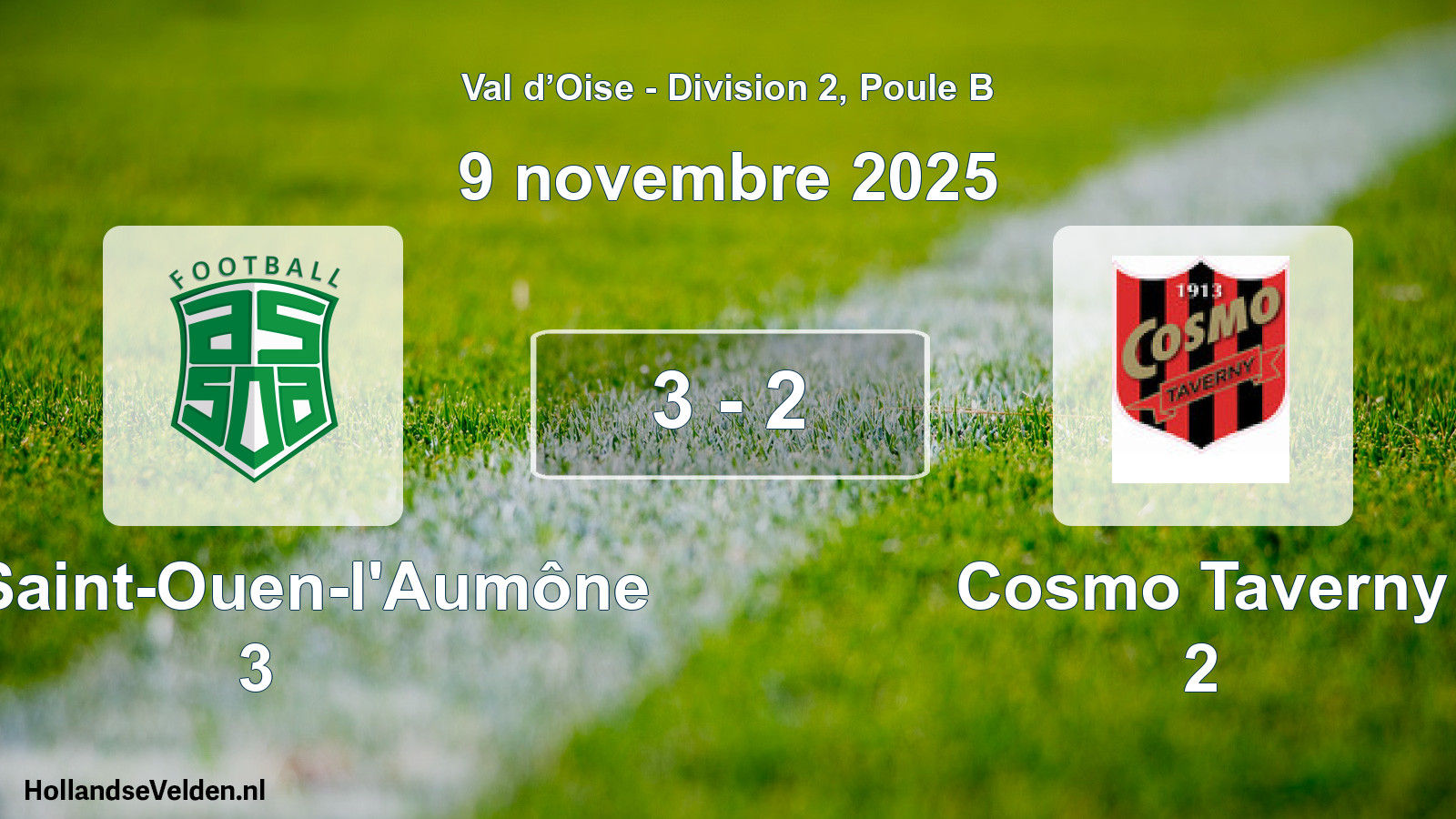 Total number of matches played: AS Saint-Ouen-l'Aumône 3 - Cosmo Taverny 2 3 - 2 (9 November 2025)